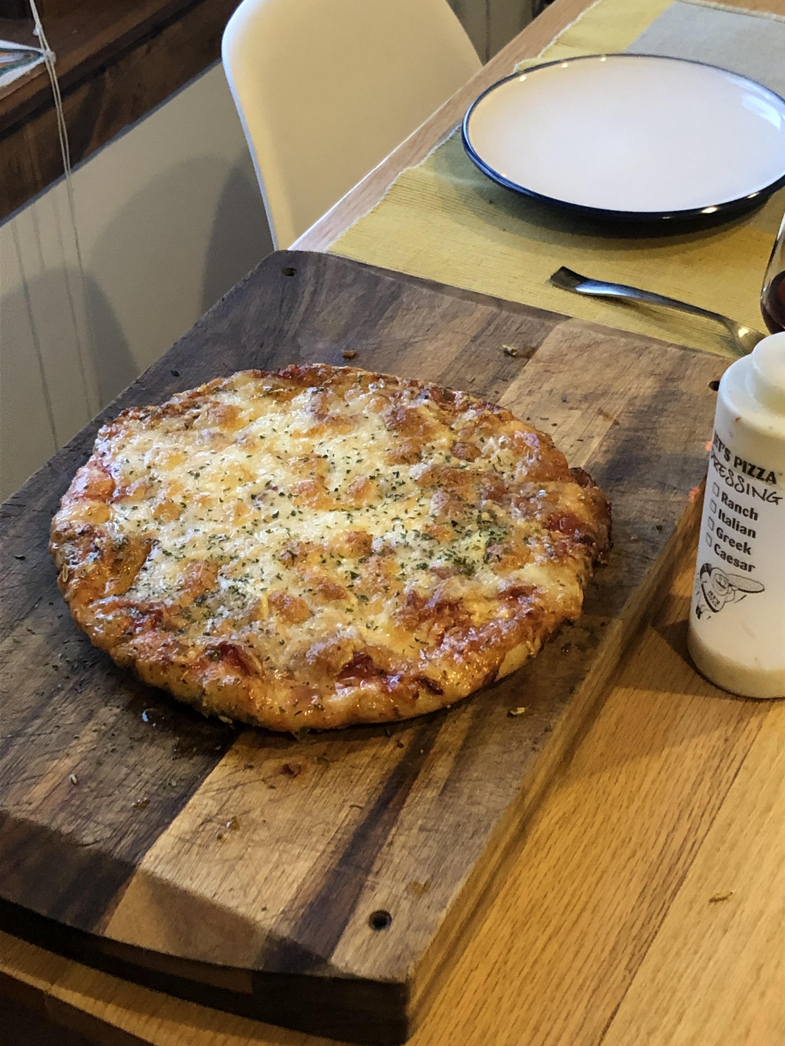 [homemade] cast iron pizza with homemade dough, Parmesan, pecorino