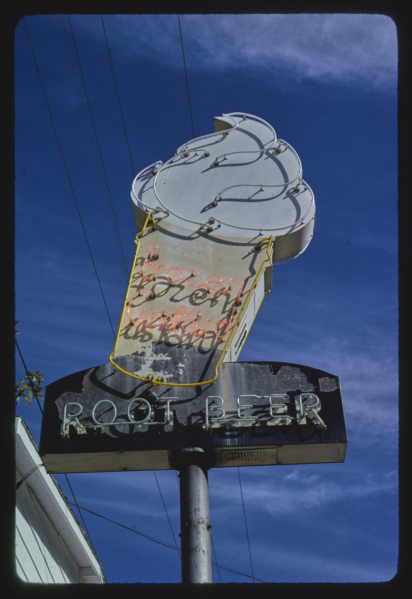 Frozen custard ice cream sign, route 460, Pikeville, Kentucky, 1979 r