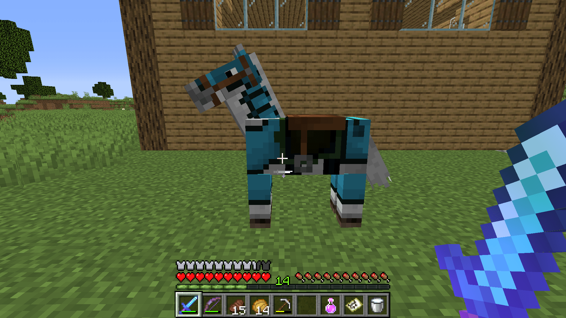 This diamond horse armor definitely isn't light blue leather horse