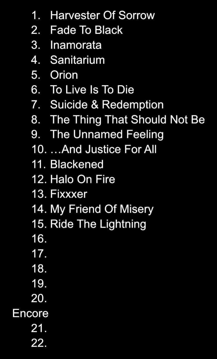 S&M Setlist Day 16. Top comment wins. r/Metallica