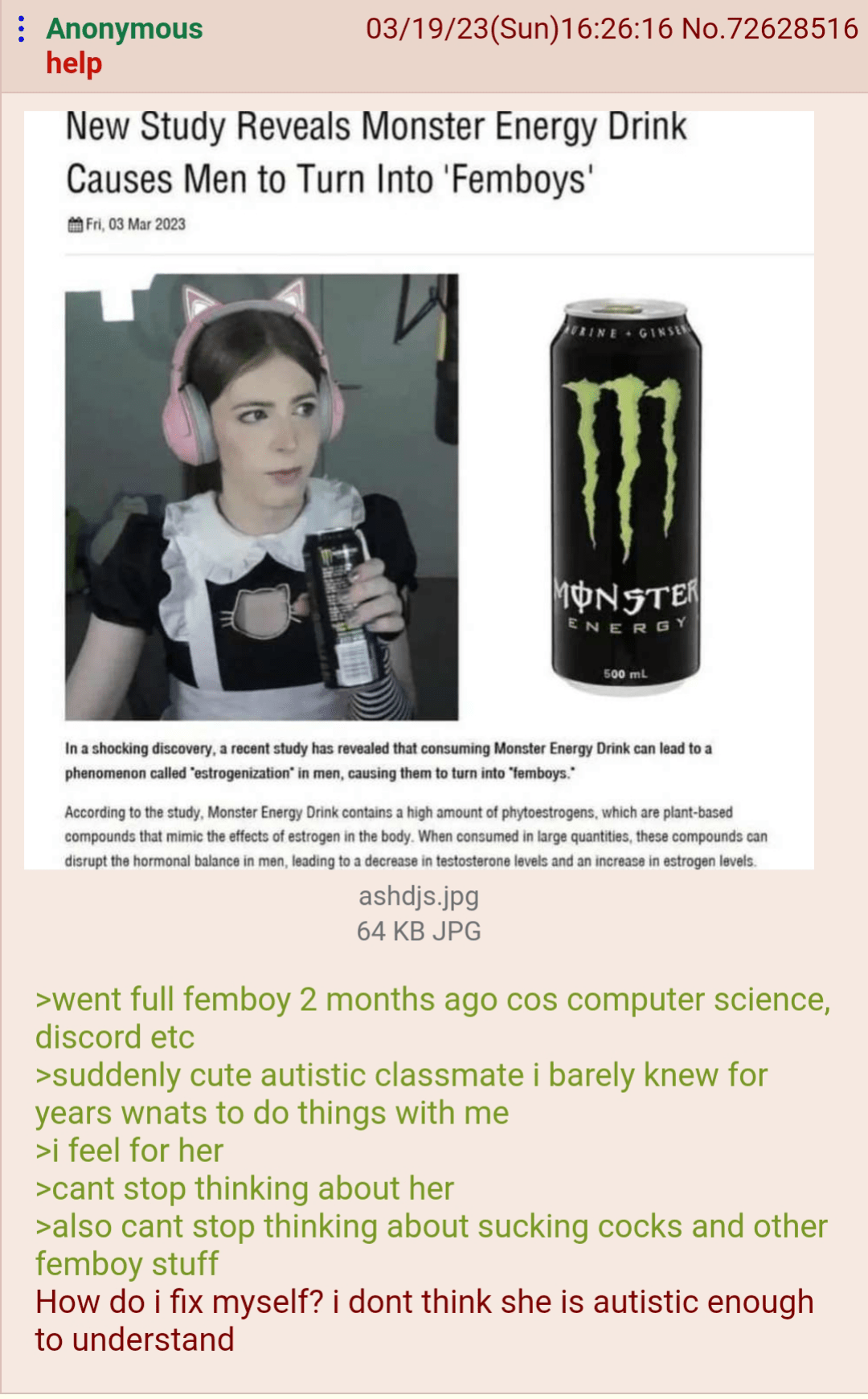 Anon turns into a femboy after entering computer science r/greentext