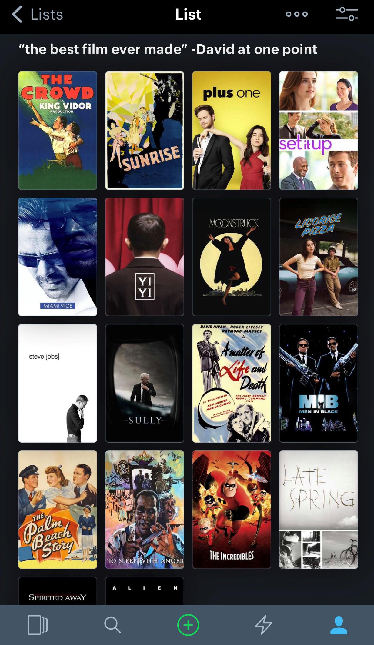 Was bored so I made a Letterboxd list of every movie I've seen David