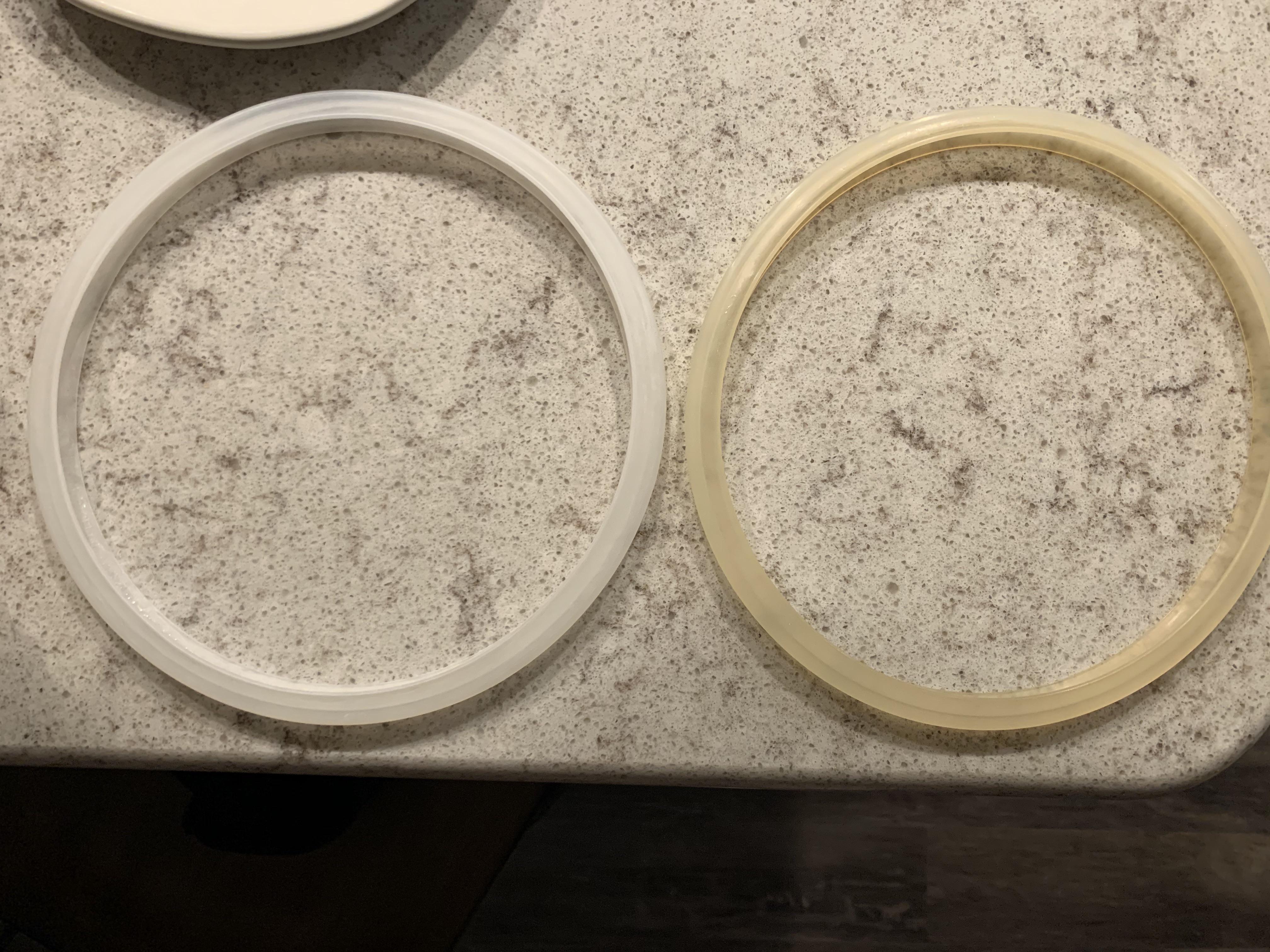 Brand new versus my (now) old pressure cooker gasket. I never notice it