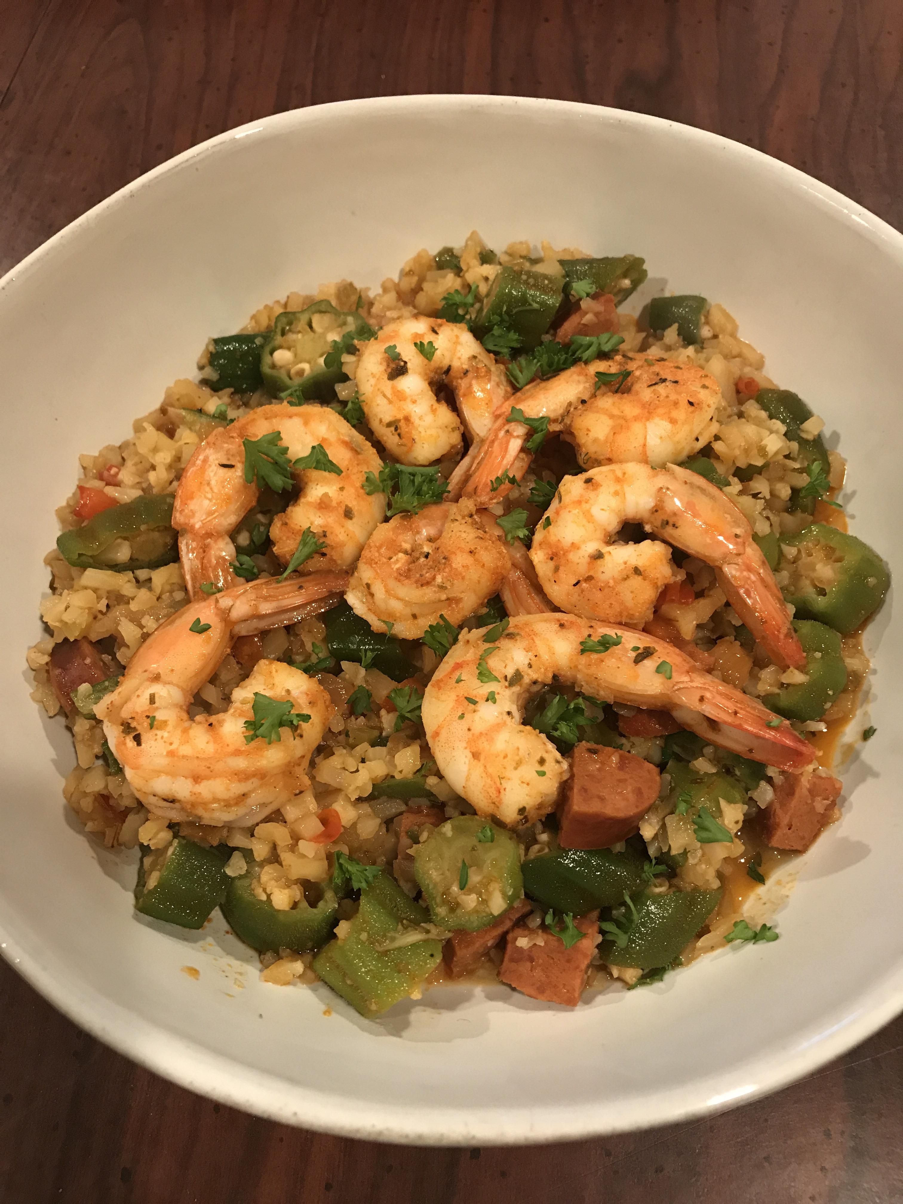I was craving jambalaya, so I threw together this concoction dirty