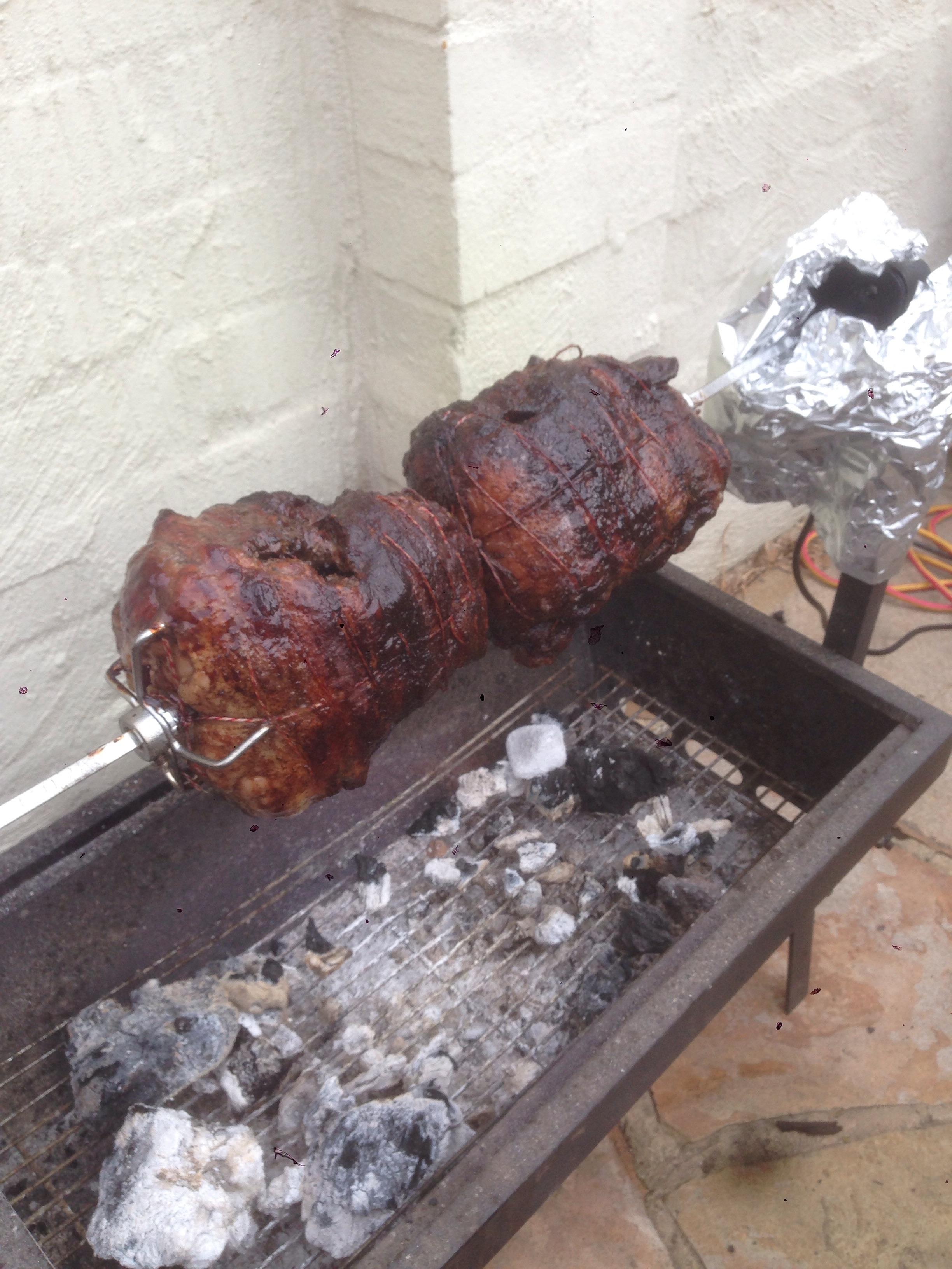 5.5 slow cooked lamb shoulder 4 hours in.. r/BBQ