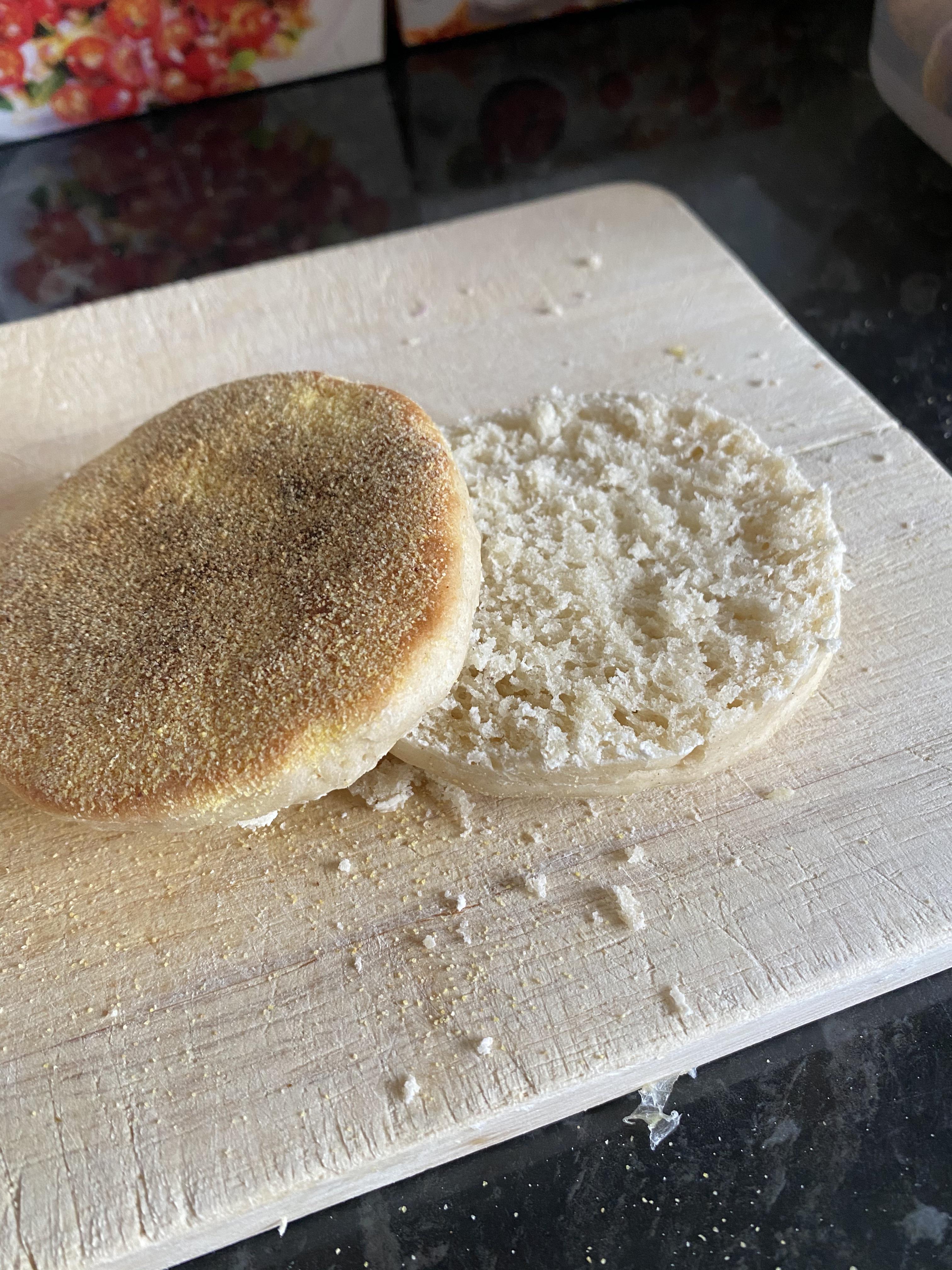 First attempt at sourdough English muffins using the King Arthur recipe