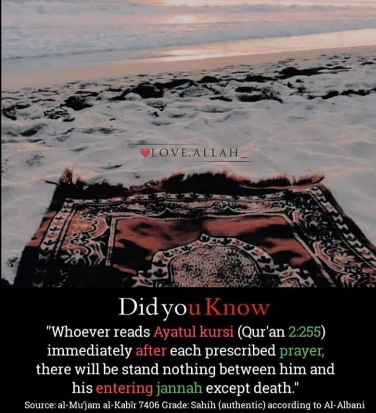 Ayatul Kursi after every Fardh Salah… r/Quran