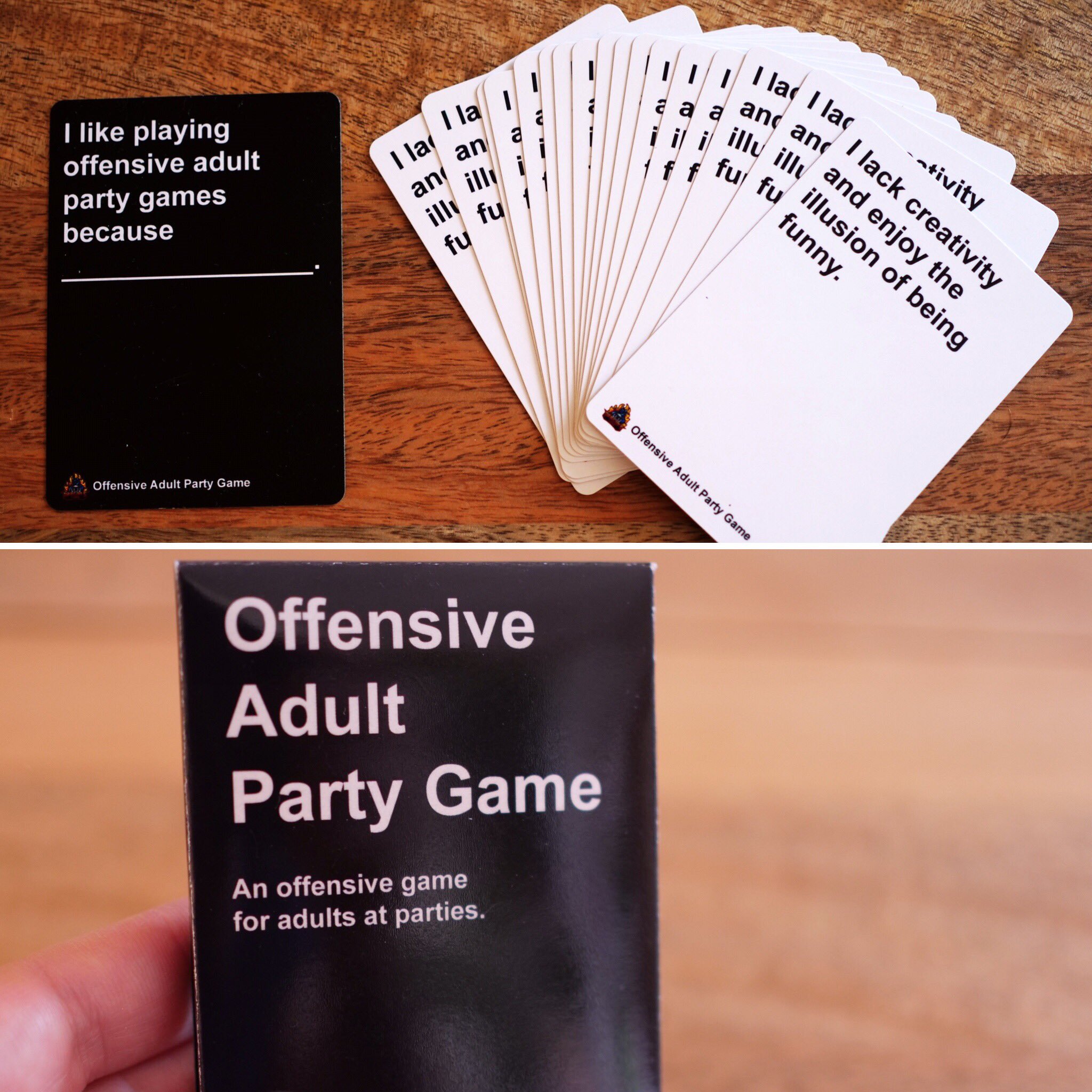 I created a game called "Offensive Adult Party Game." It plays just