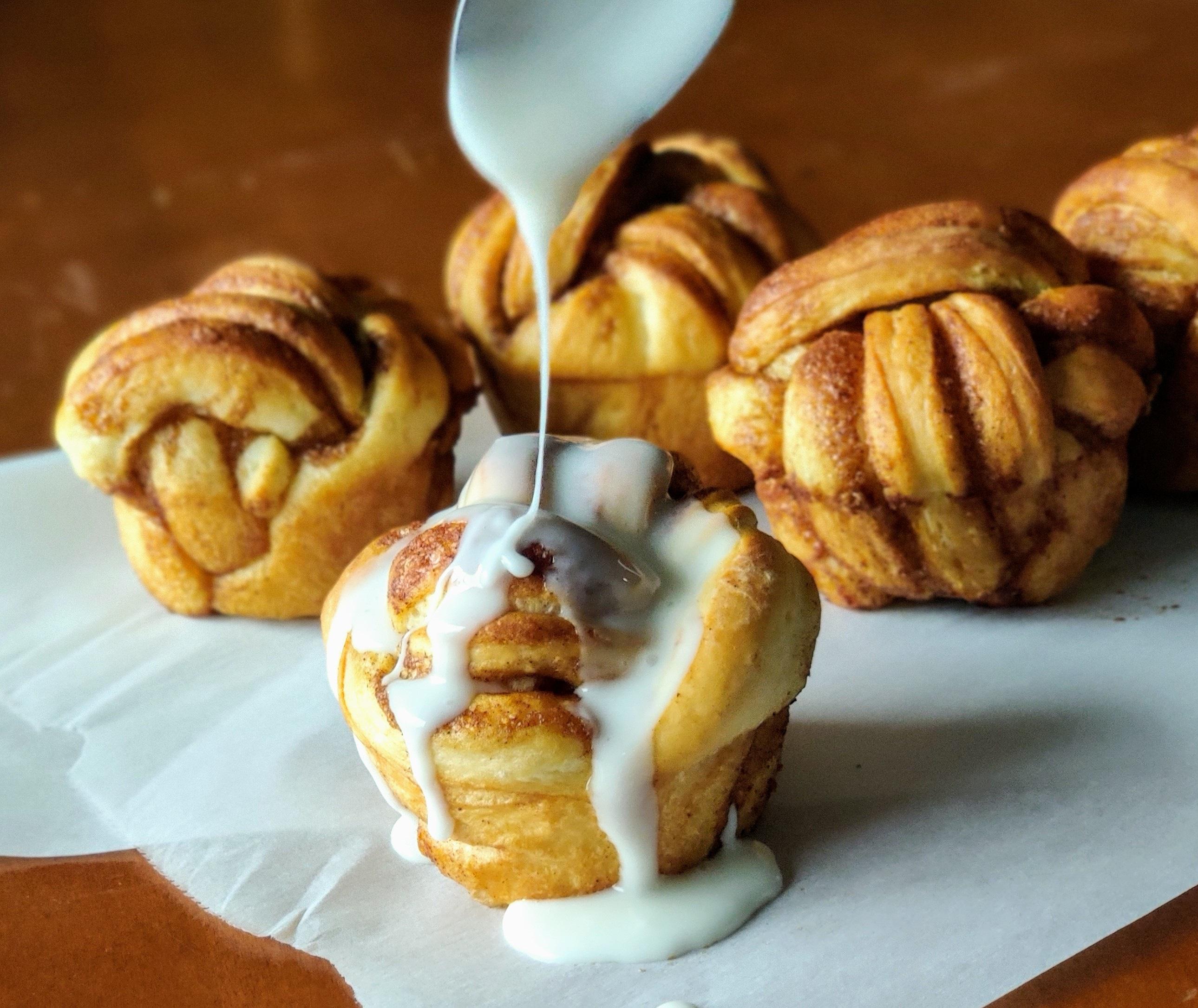 I made premade frozen bread dough into fancy cinnamon buns. r/Baking
