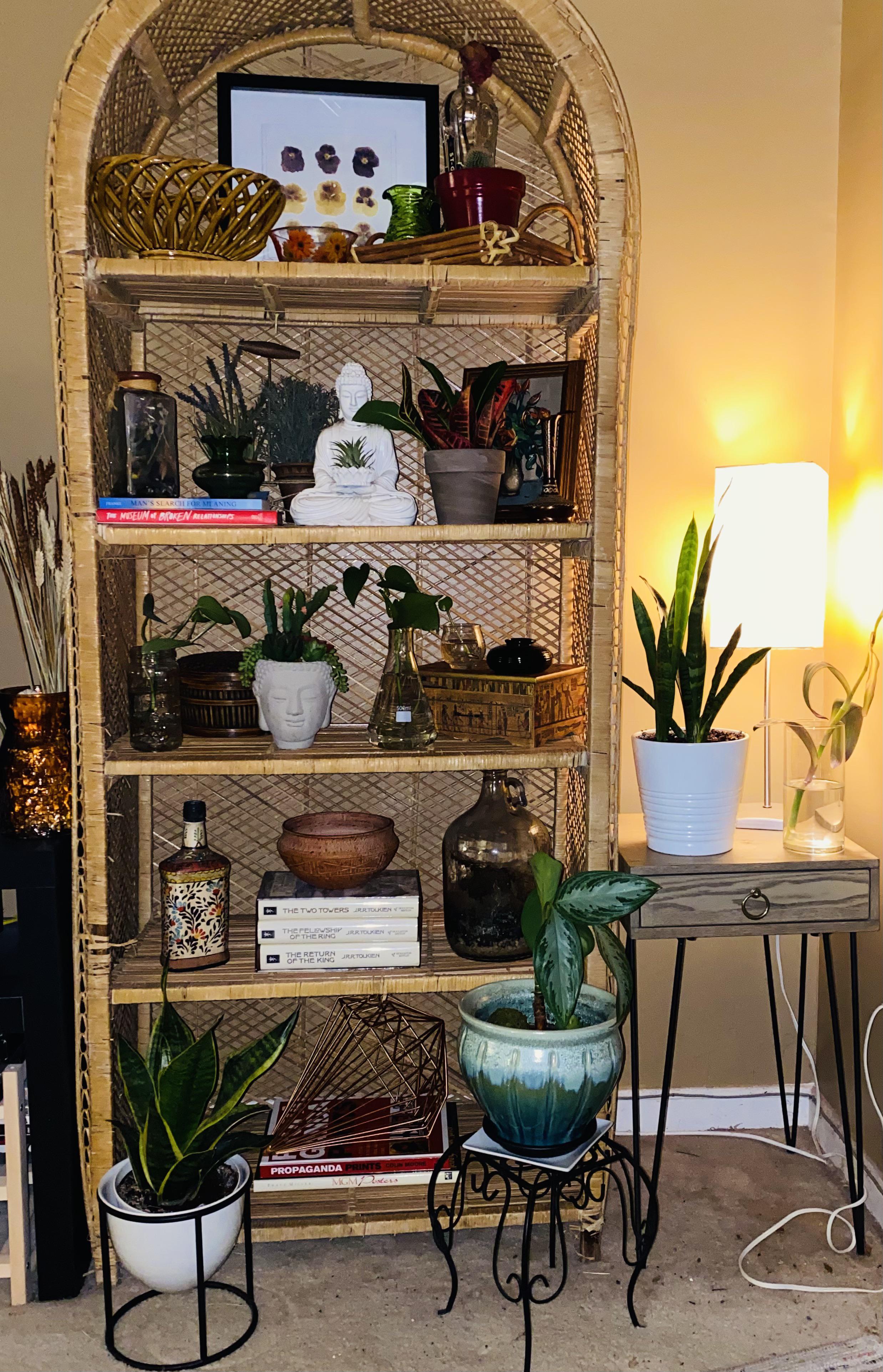 Found this rattan shelf for free on the curb. About 90 of the items