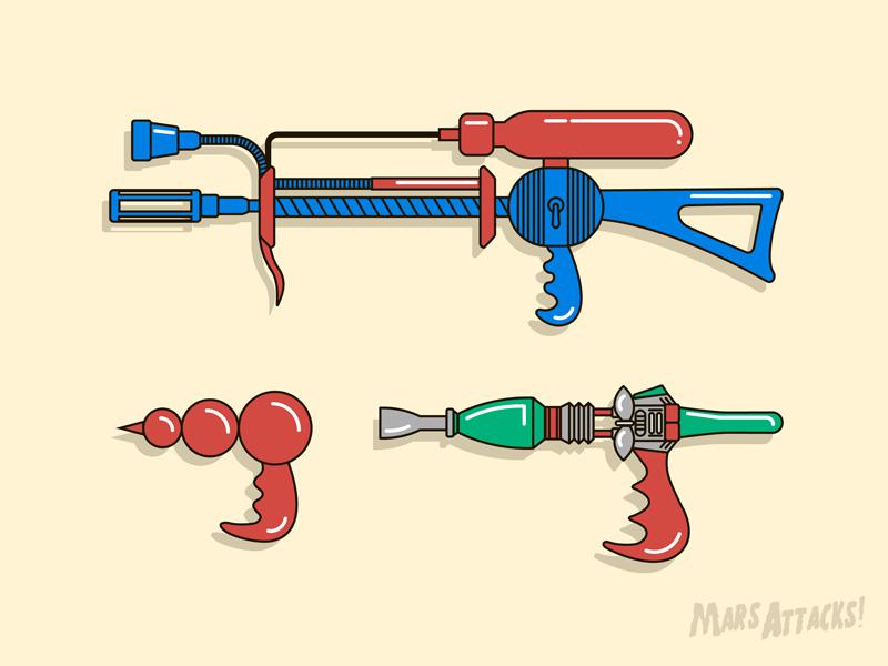 MOD REQUEST Laser rifle and pistols from Mars Attacks complete with