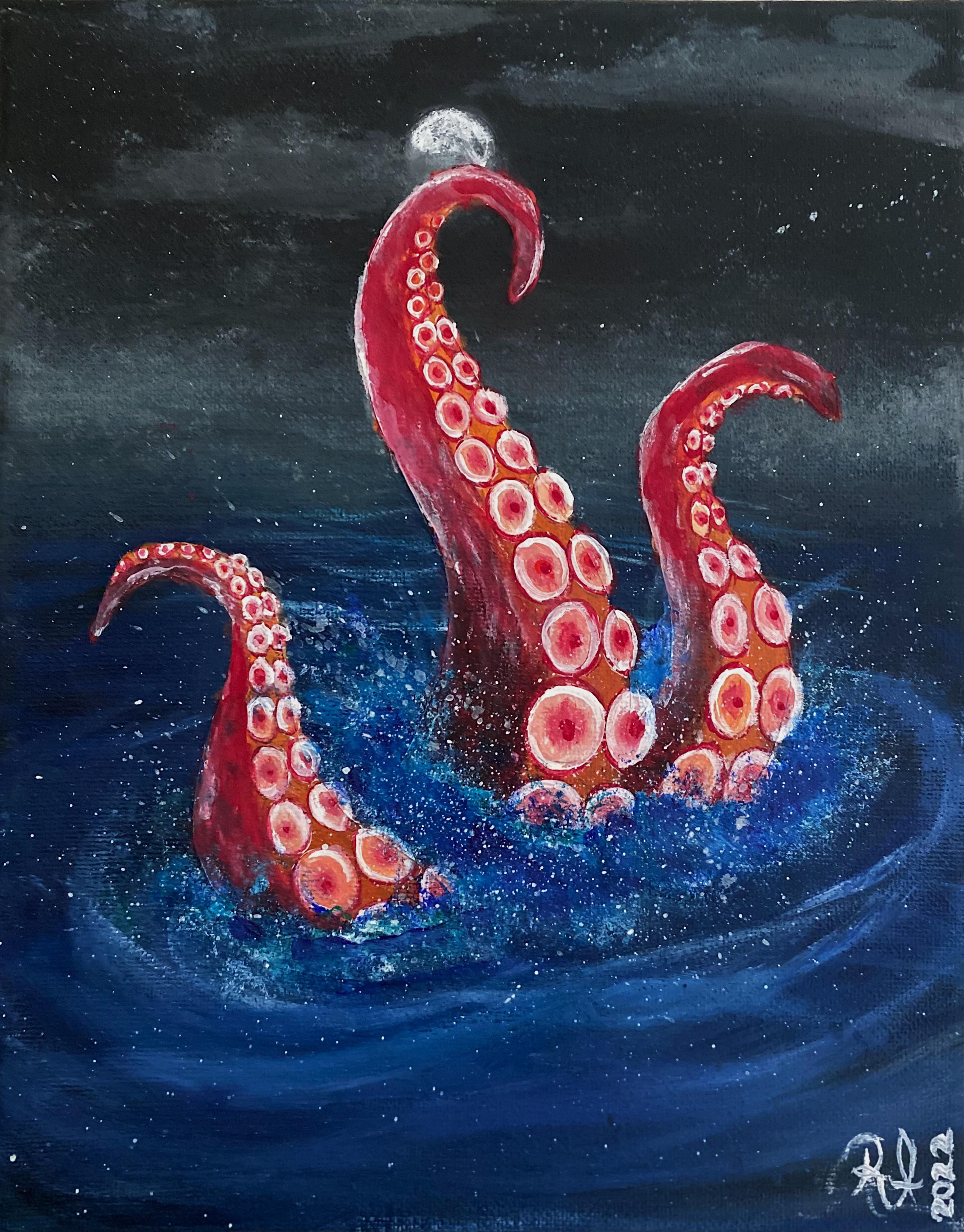 finished painting “the kraken” today!! r/ARTIST