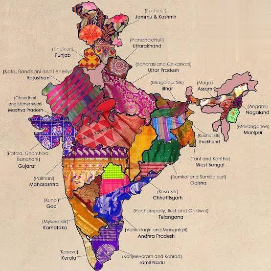 Fabric map of India by state. r/MapPorn