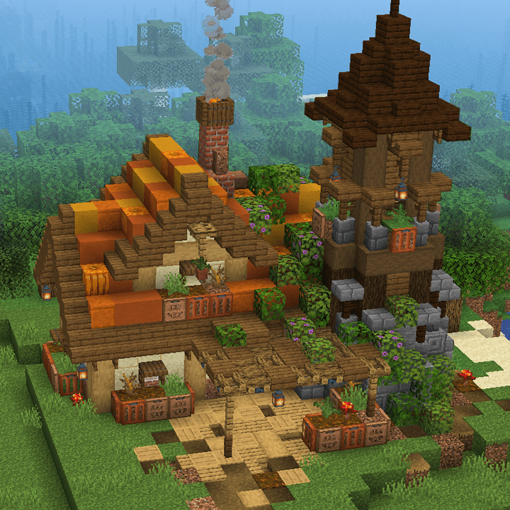 Cosy House with an Orange Roof, I hope you'll like it! r/Minecraft