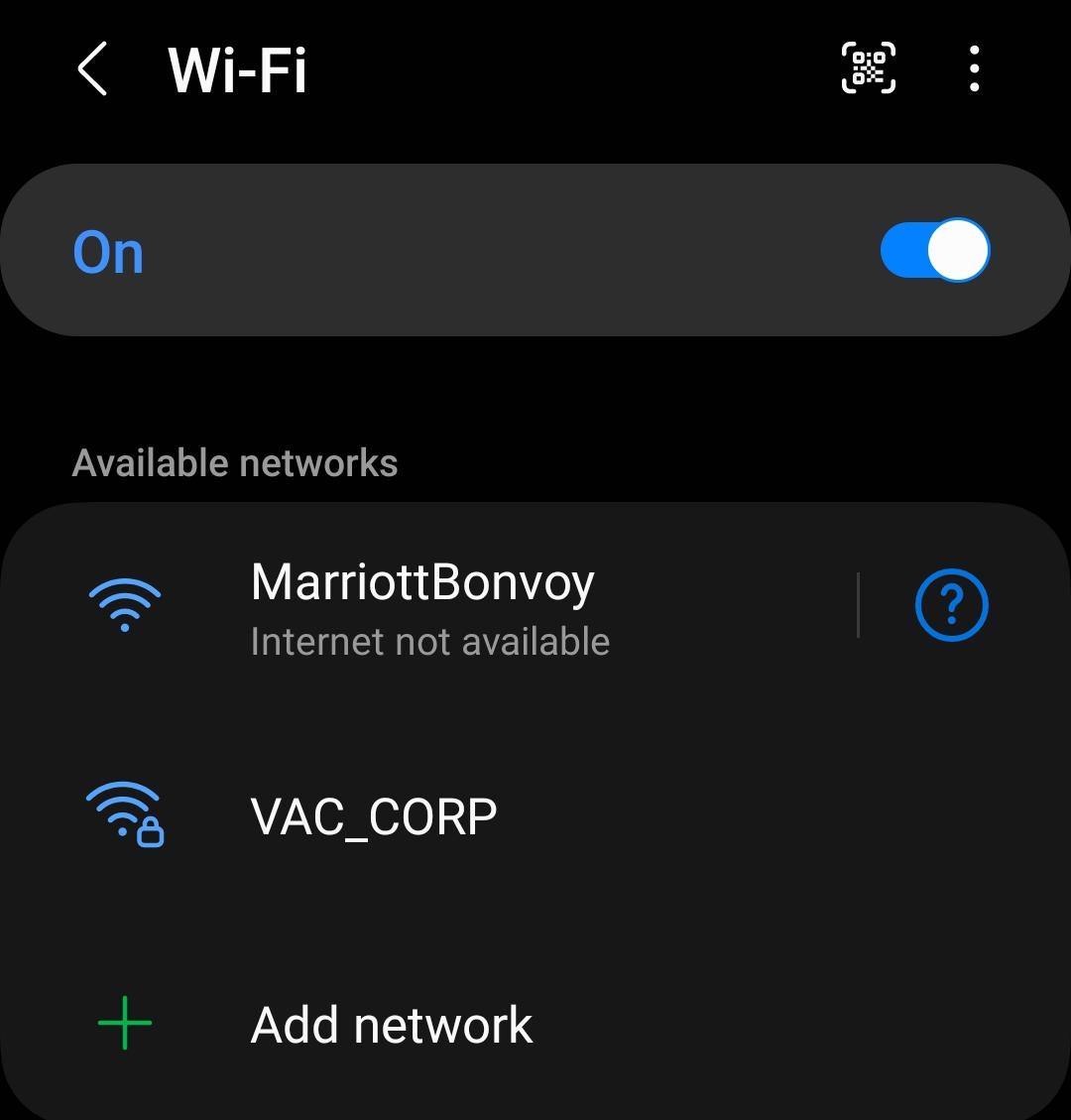 Can't connect phone to WiFi r/marriott
