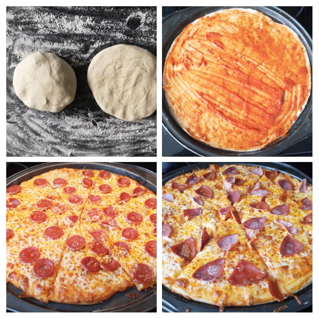 [Homemade] Pepperoni Pizza & Ham, Salami and Pepperoni Pizza. Both