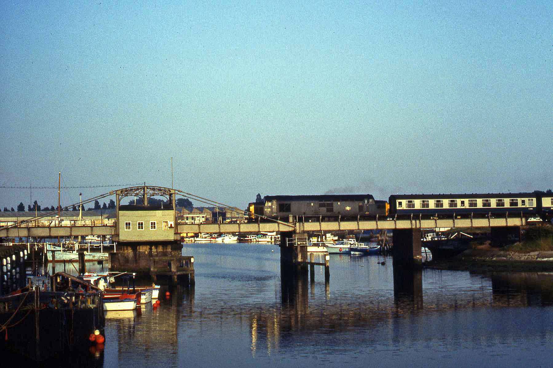 Class 37 on a Liverpool street to Lowestoft Working July 1983 at Oulton