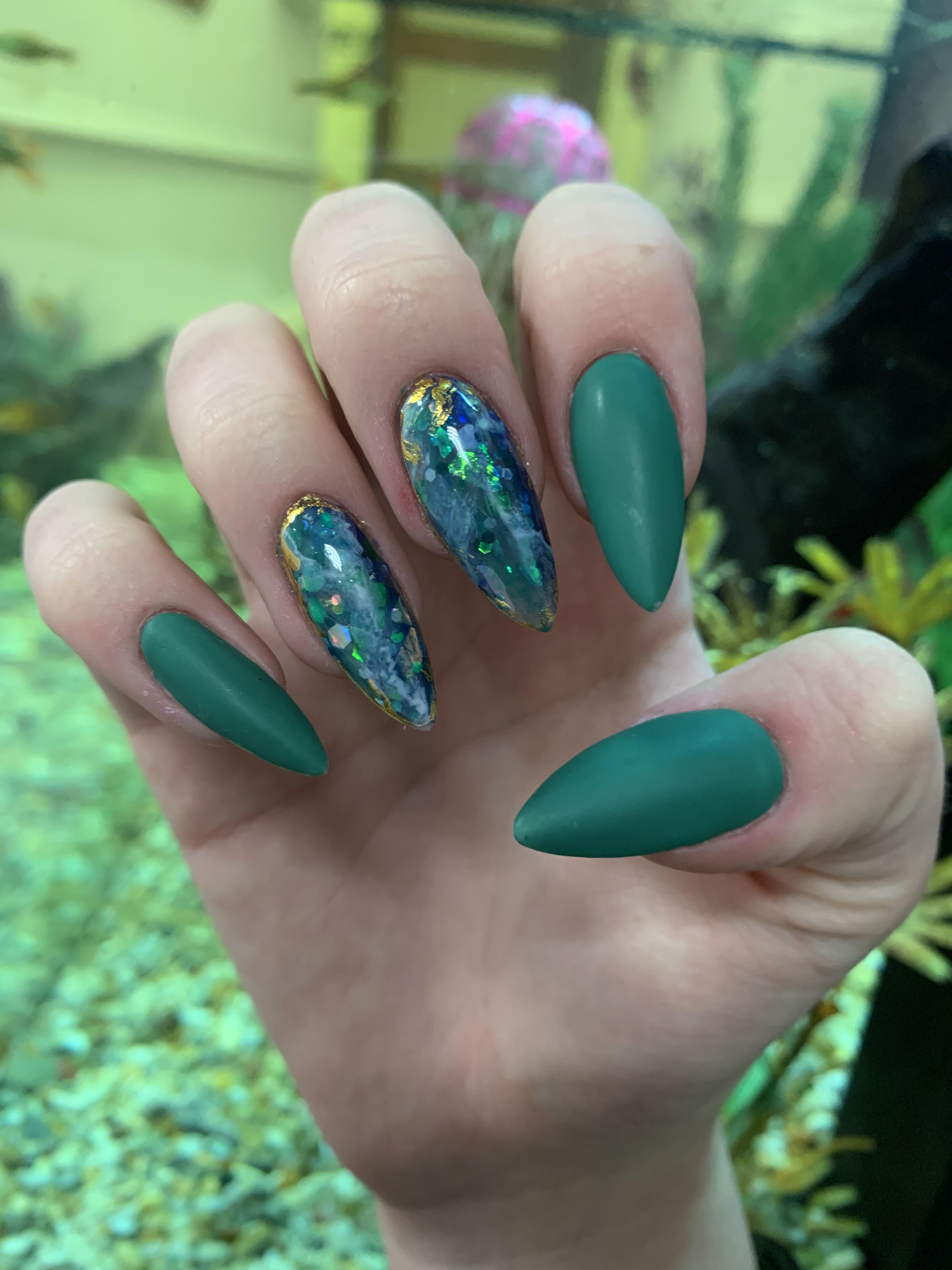 My nails kinda matched the fish tank at my dentist! Been seeing