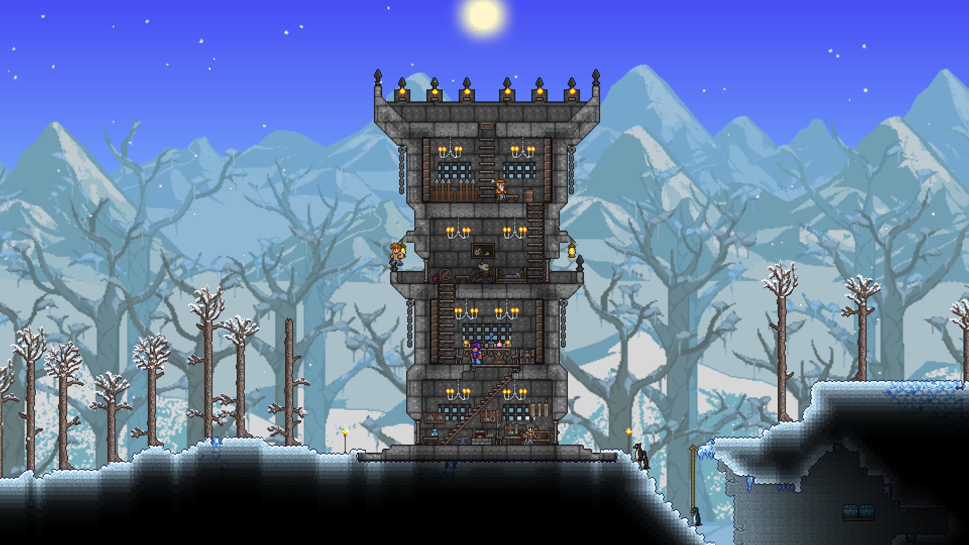 Made a tower in expert mode before getting full metal armor. r/Terraria