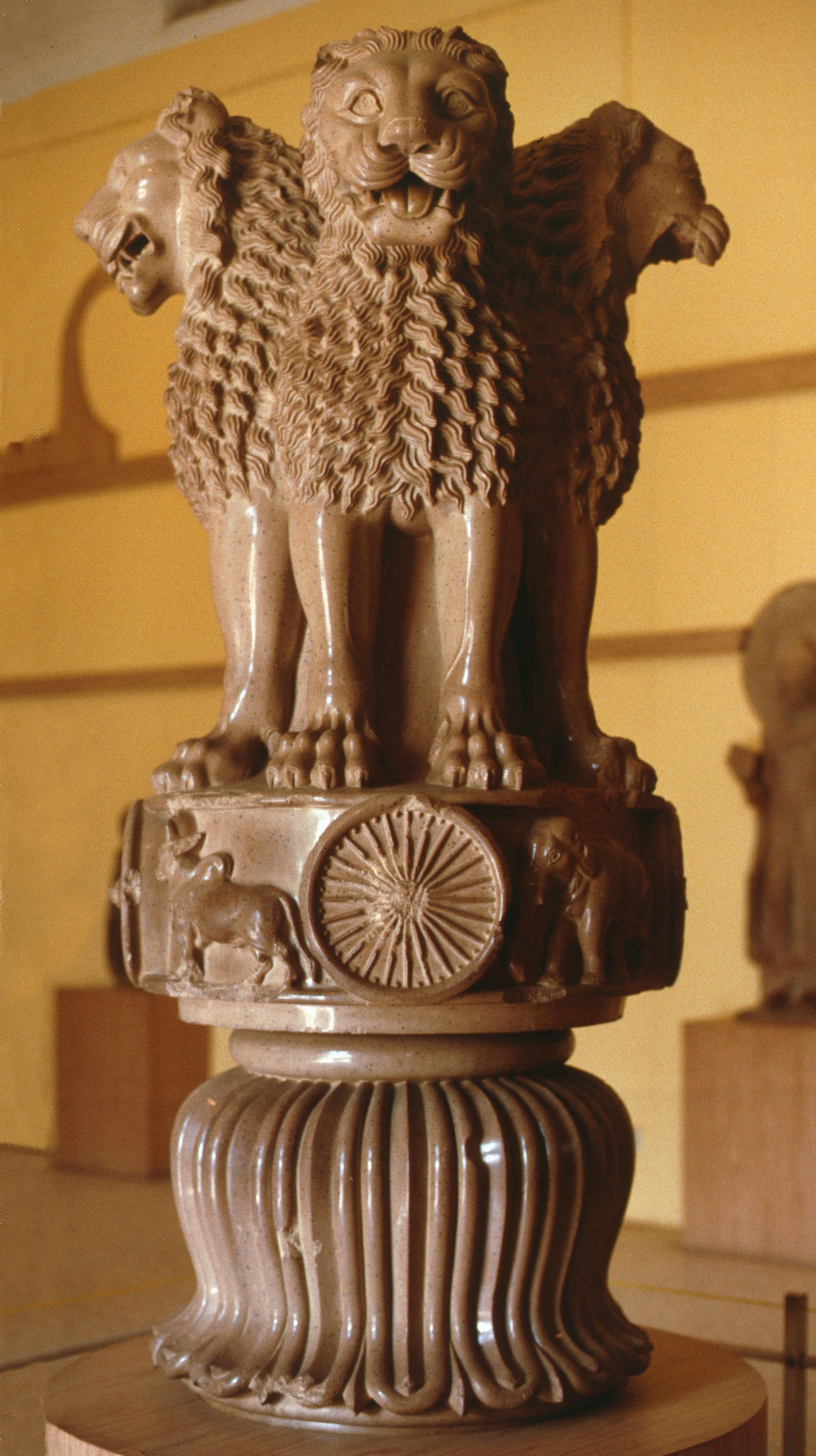 Lion Capitol of Ashoka. Originally placed on the top of the Ashoka
