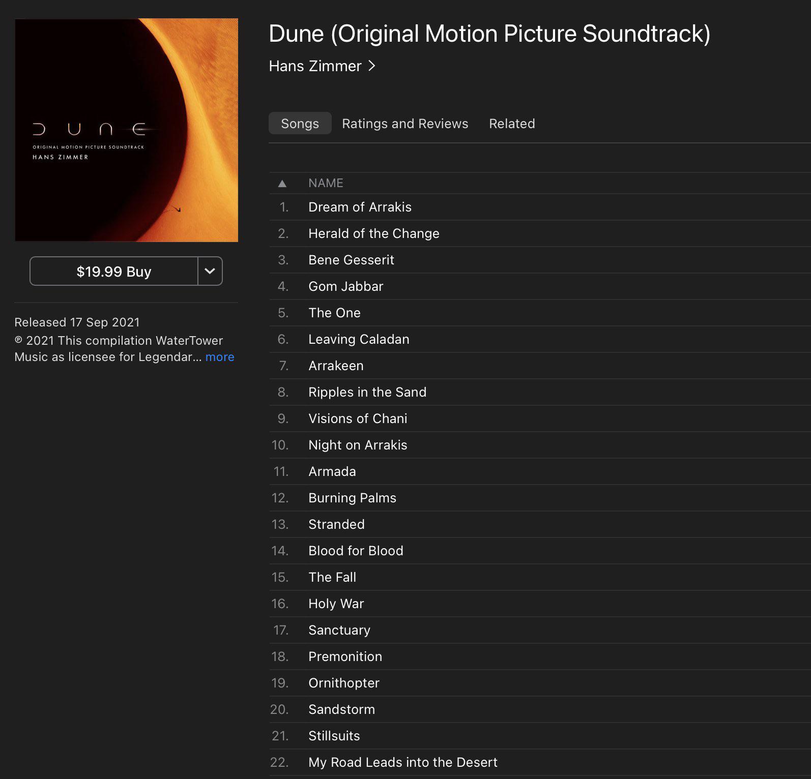 Official Dune Score r/dune