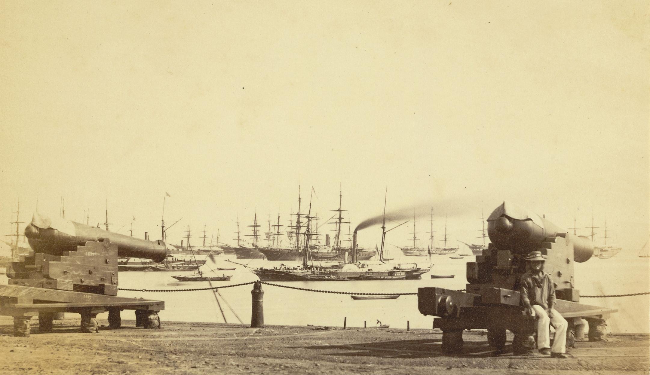 British naval guns facing Bombay harbour, 1850s. r/indianhistoryporn