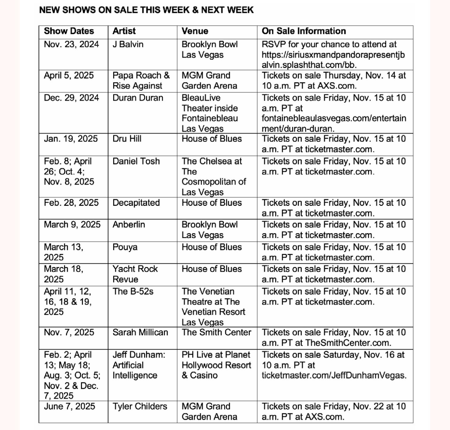 Las Vegas Newly Announced Concerts and Headliners. r/vegas Las Vegas Newly Announced Concerts and Headliners. r/vegas