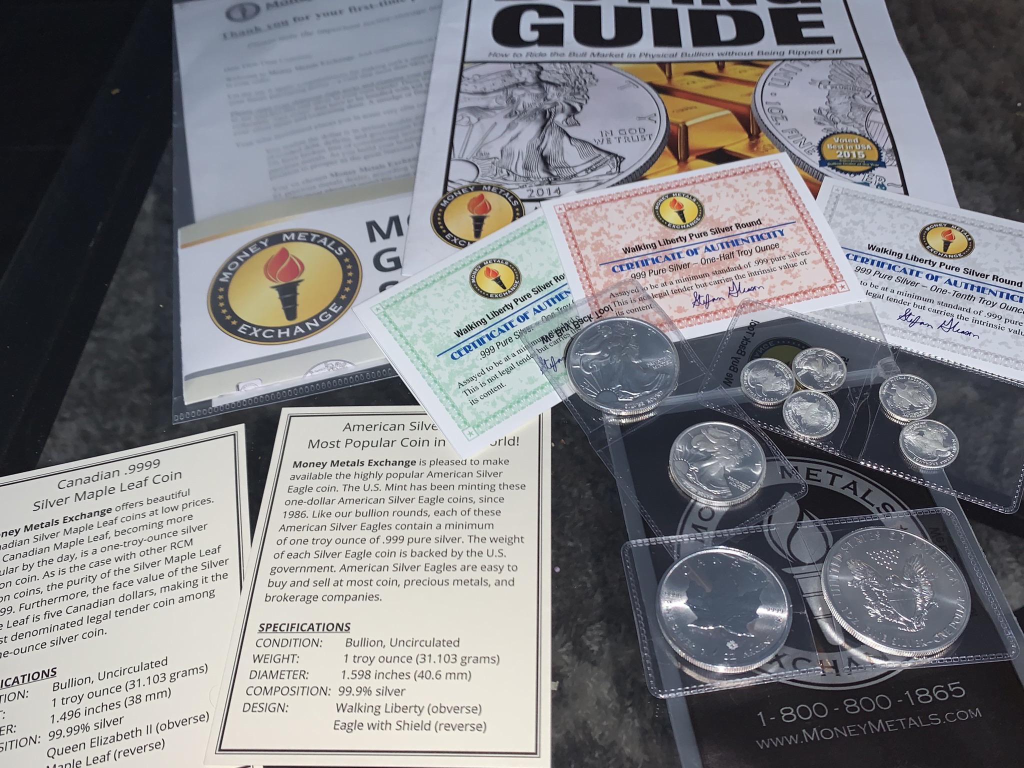 Mail call! I bought the “starter pack” from money metals exchange, and