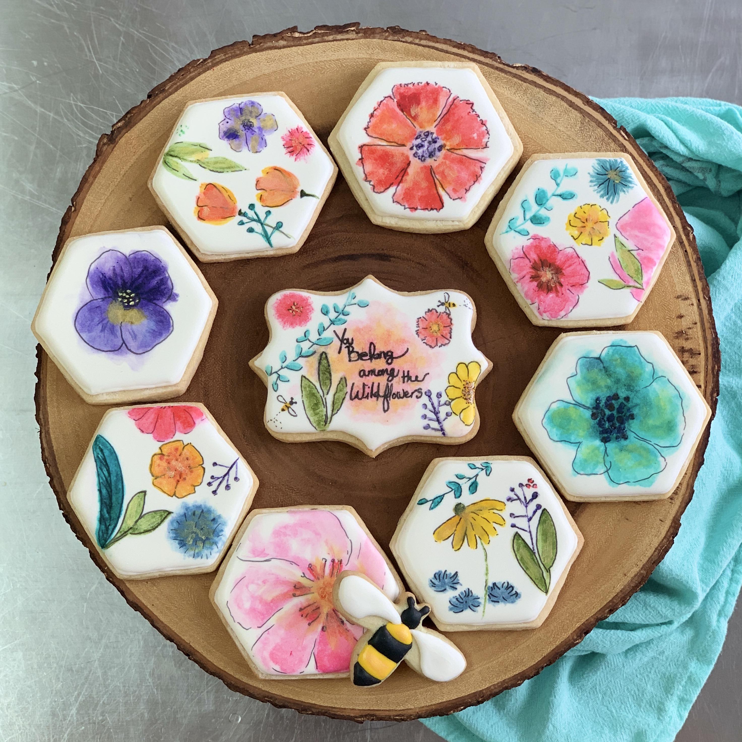 Wildflower watercolour cookies I did for my nieces birthday r