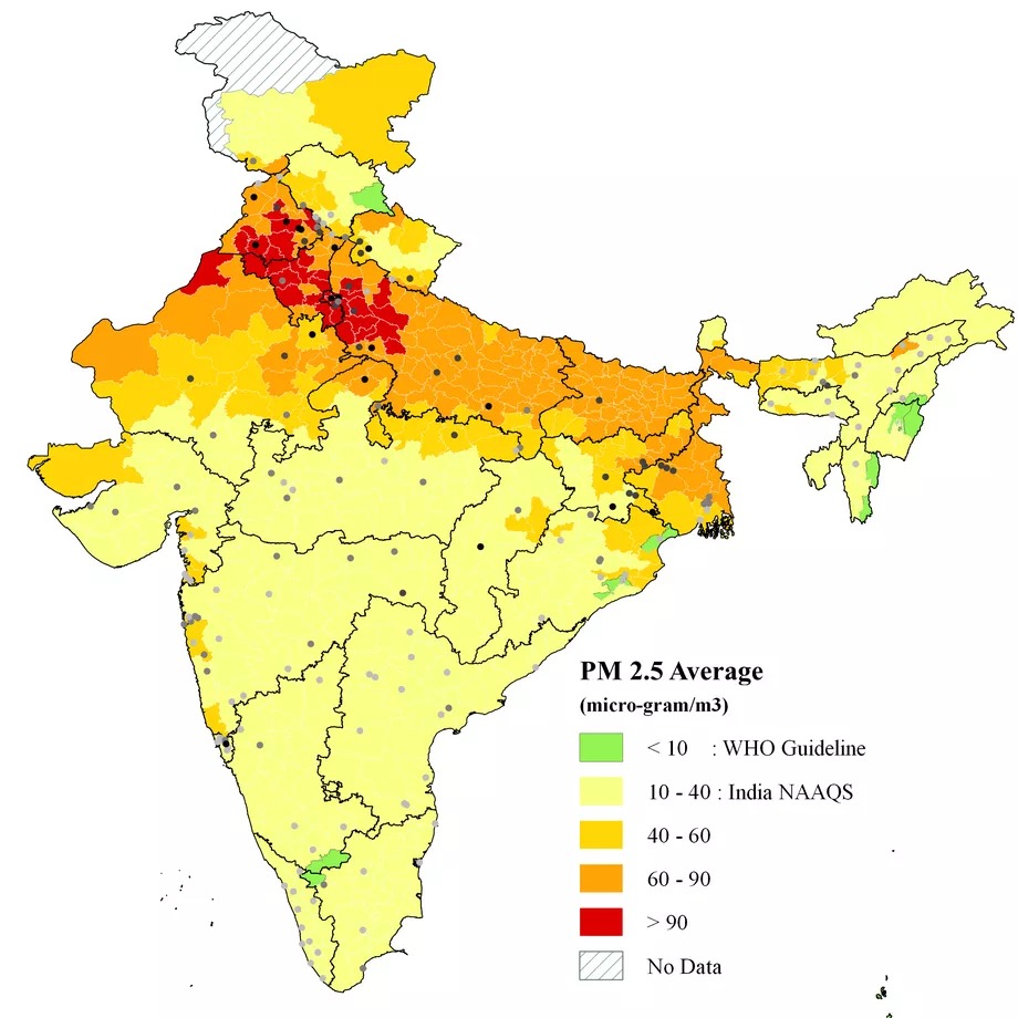 Air quality map of India [1000x850] r/MapPorn