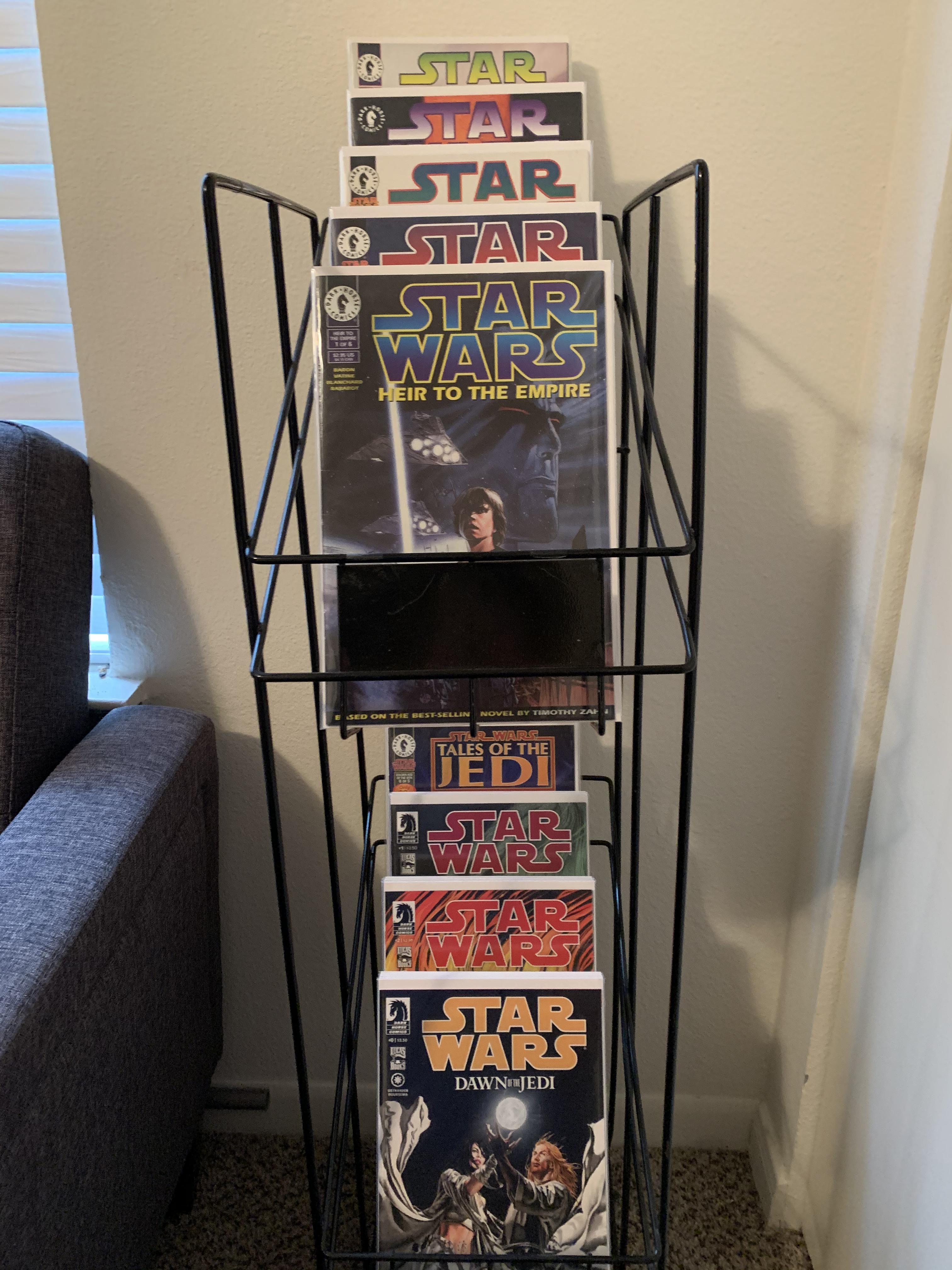 The comic rack I bought at an antique store filled with some favorites