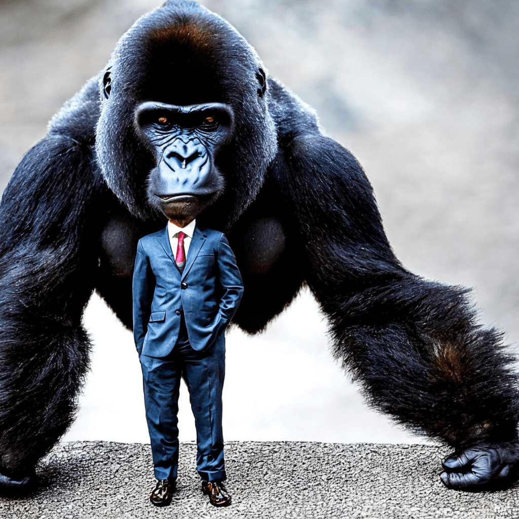 gorilla wearing a suit 🤷 r/weirddalle