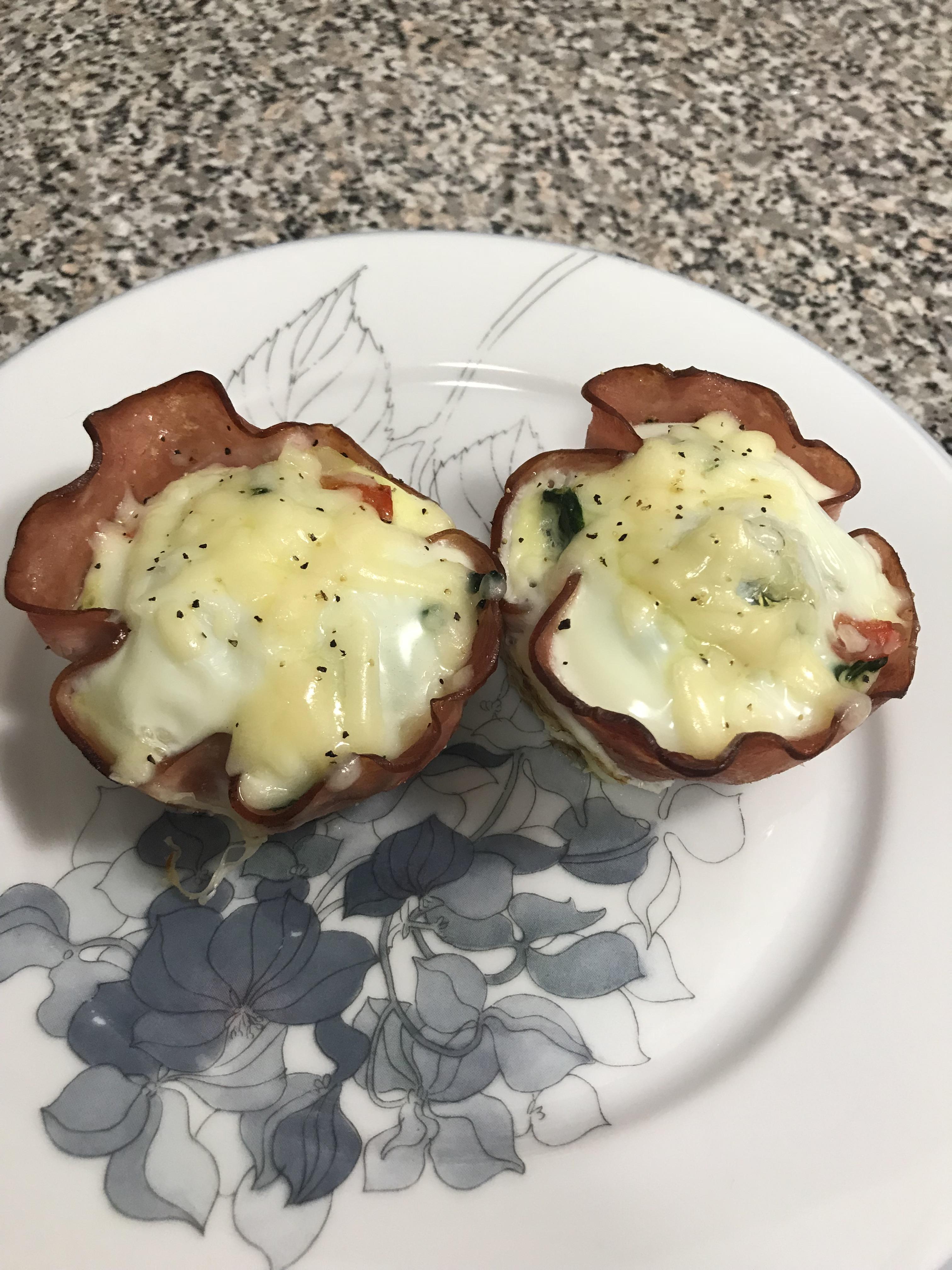 Ham+Egg White Cups (153 cals, 20g protein) r/1200realfood