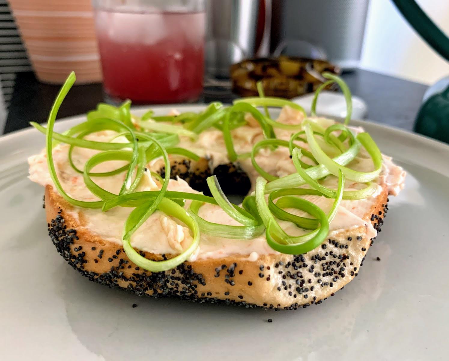 [Homemade] Poppyseed Bagel with Smoked Salmon Cream Cheese and Scallion