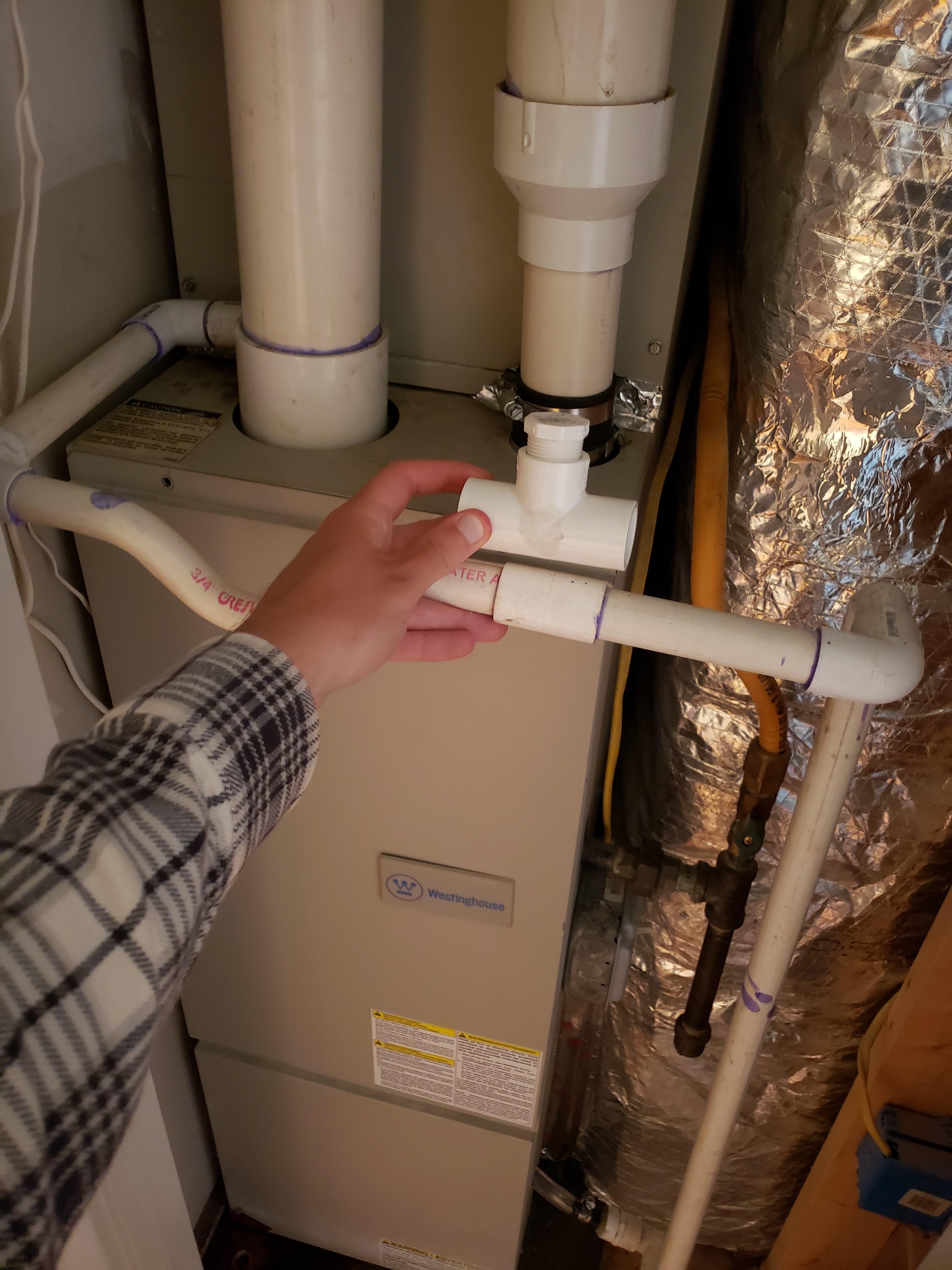 Installing condensate line access port, ideal location? HVAC