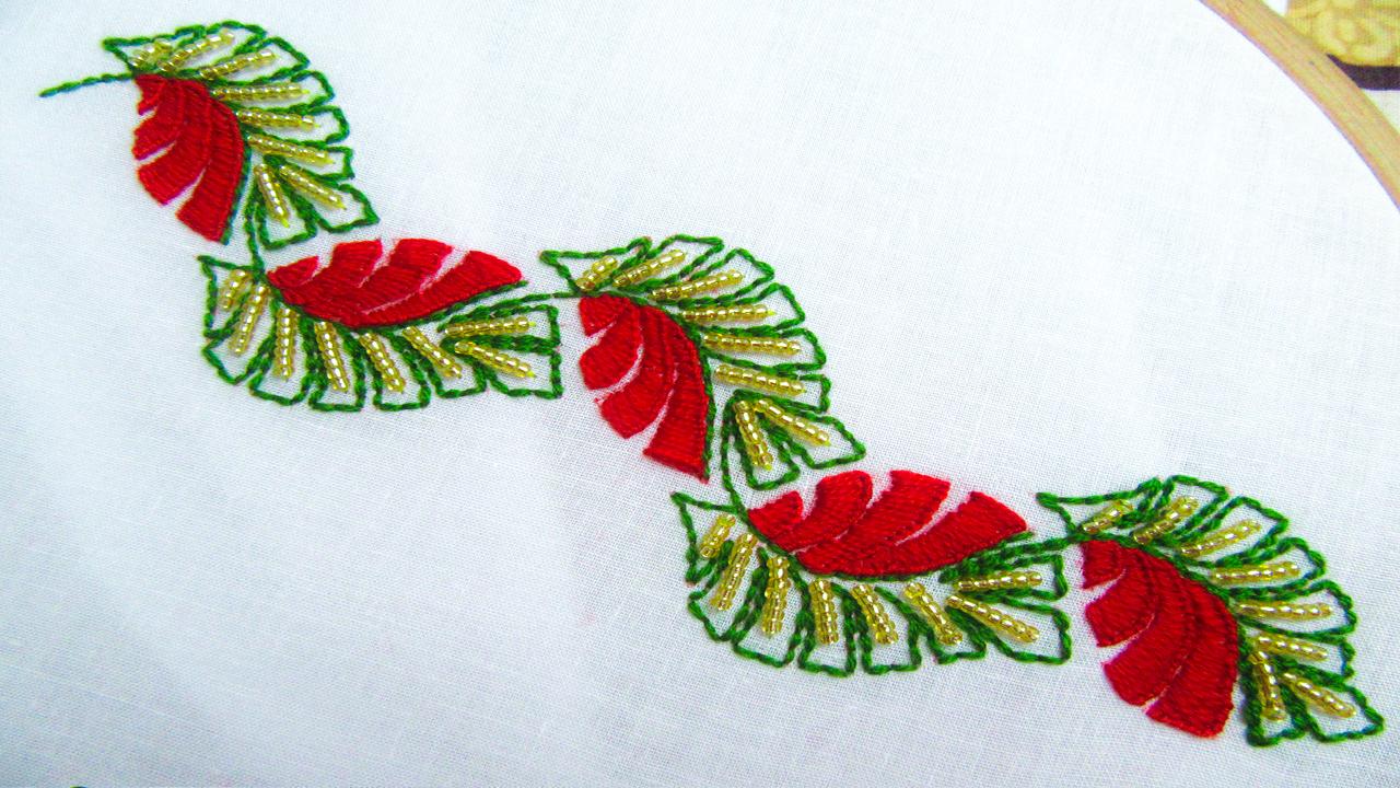 My Decorative Border Line Design. Buttonhole and back stitch (Hand