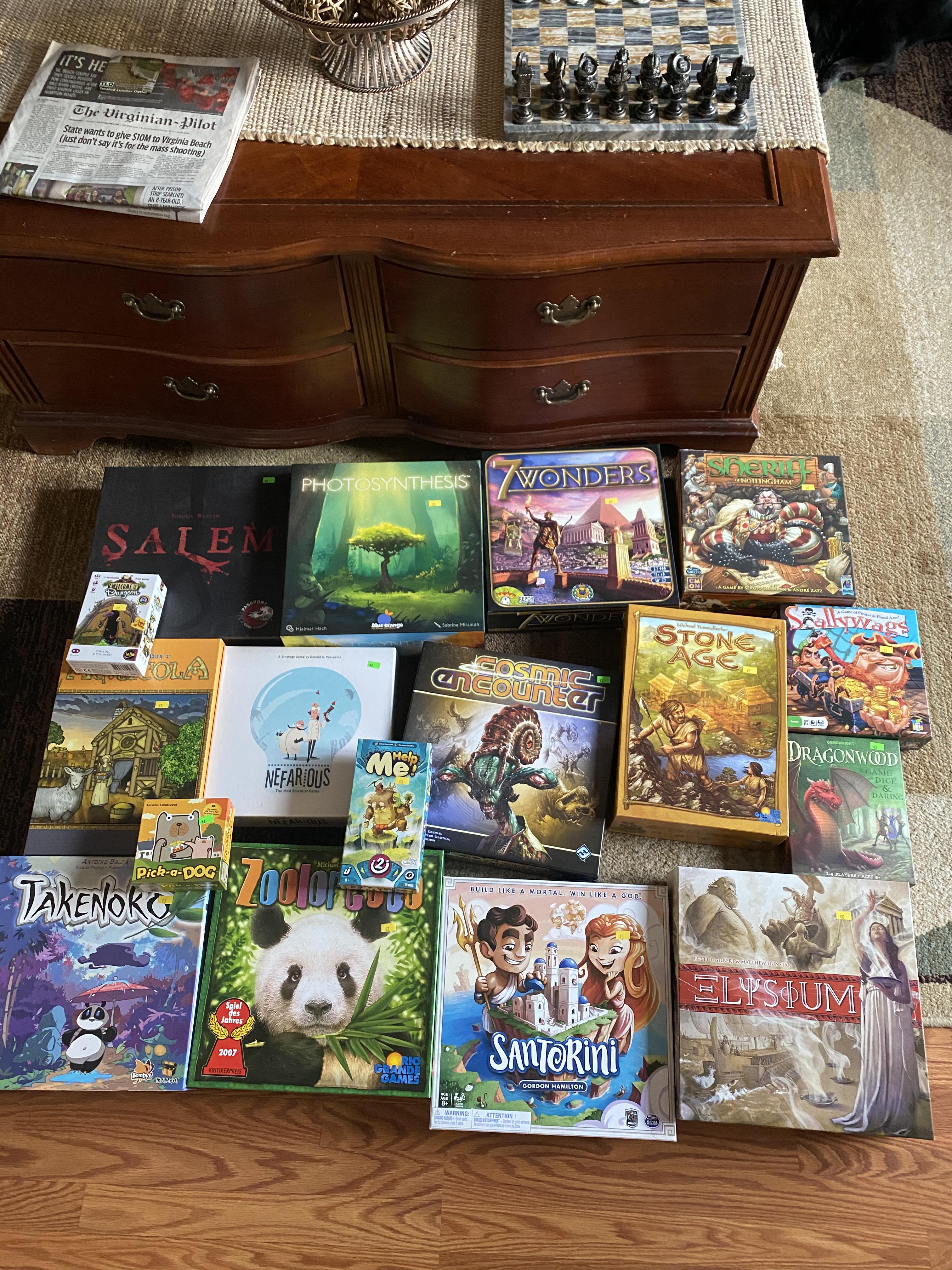 Big board game haul for about 50 bucks at a local thrift r