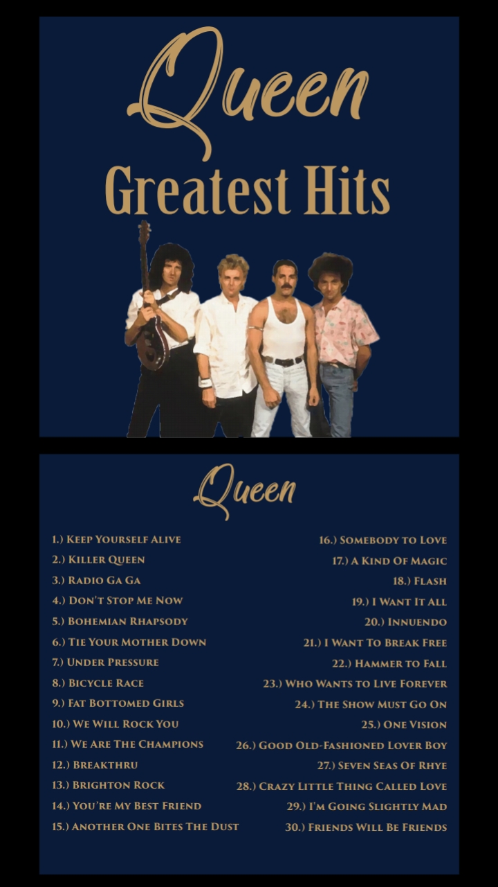 My Queen Greatest Hits album cover front and back (more graphic design