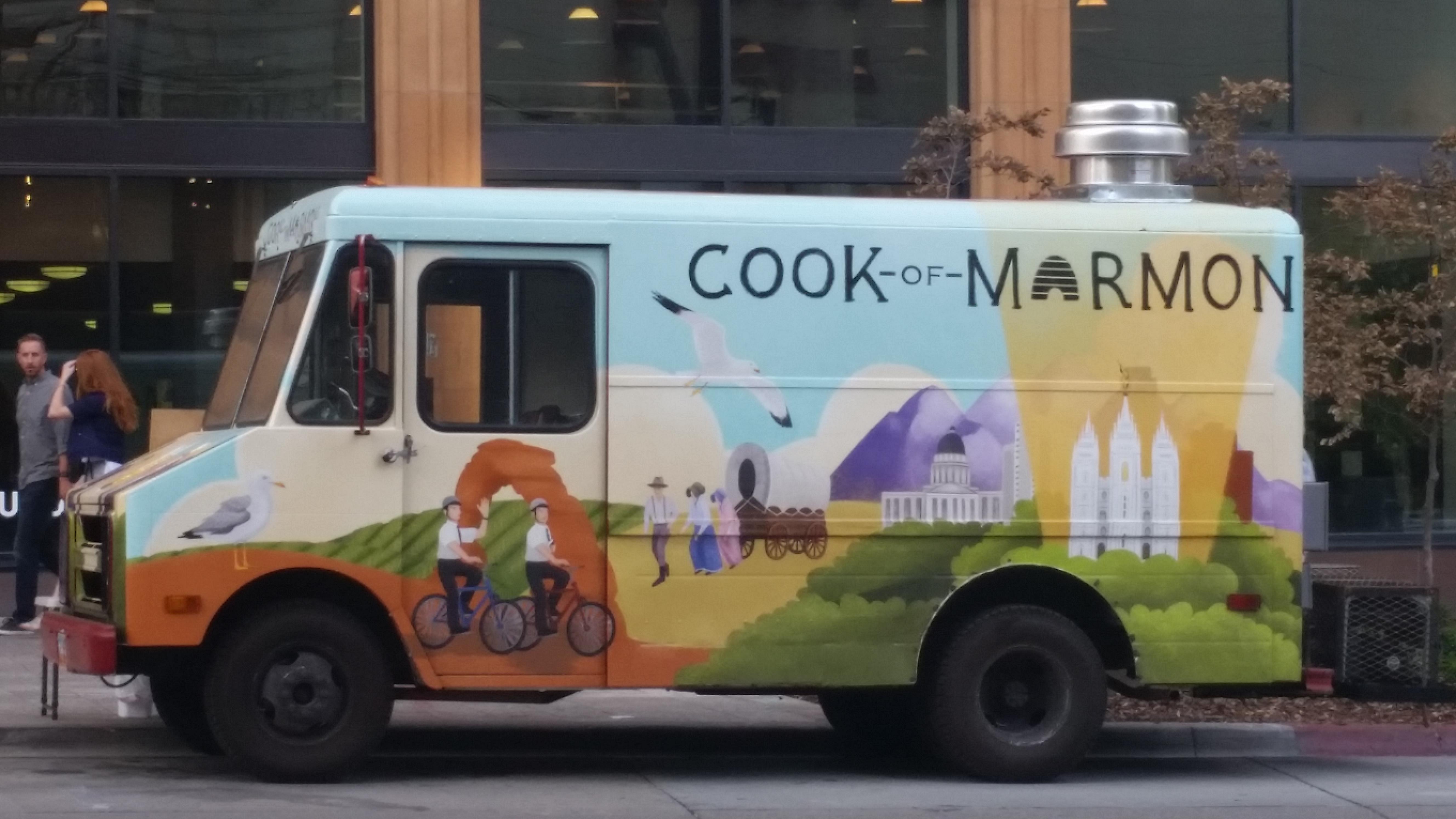 Food truck in Salt Lake City, outside of the Book of Mormon performance