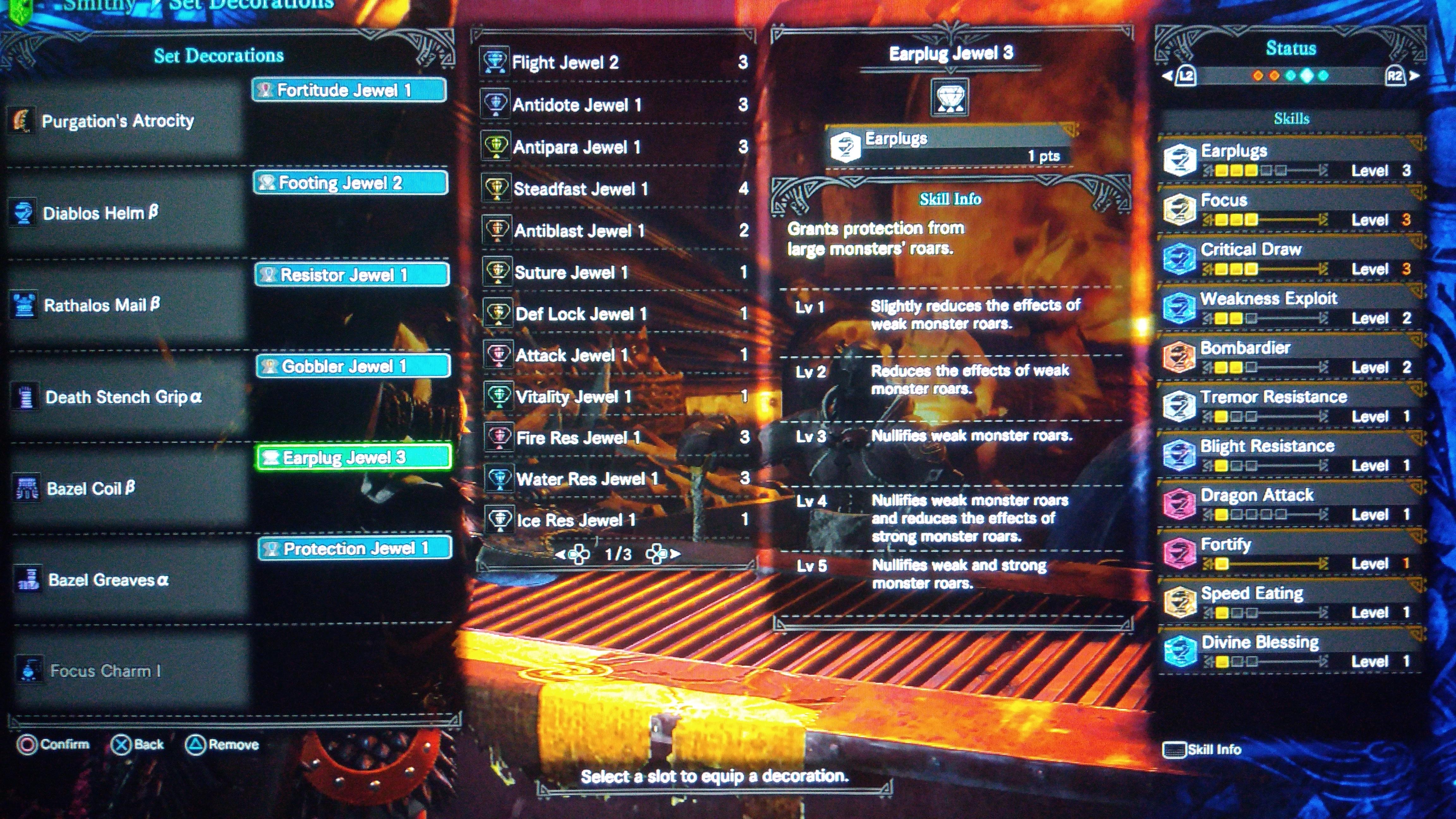 Cannot get Earplugs level 5 skill. Bazel Coil B and Earplugs lvl 3 deco