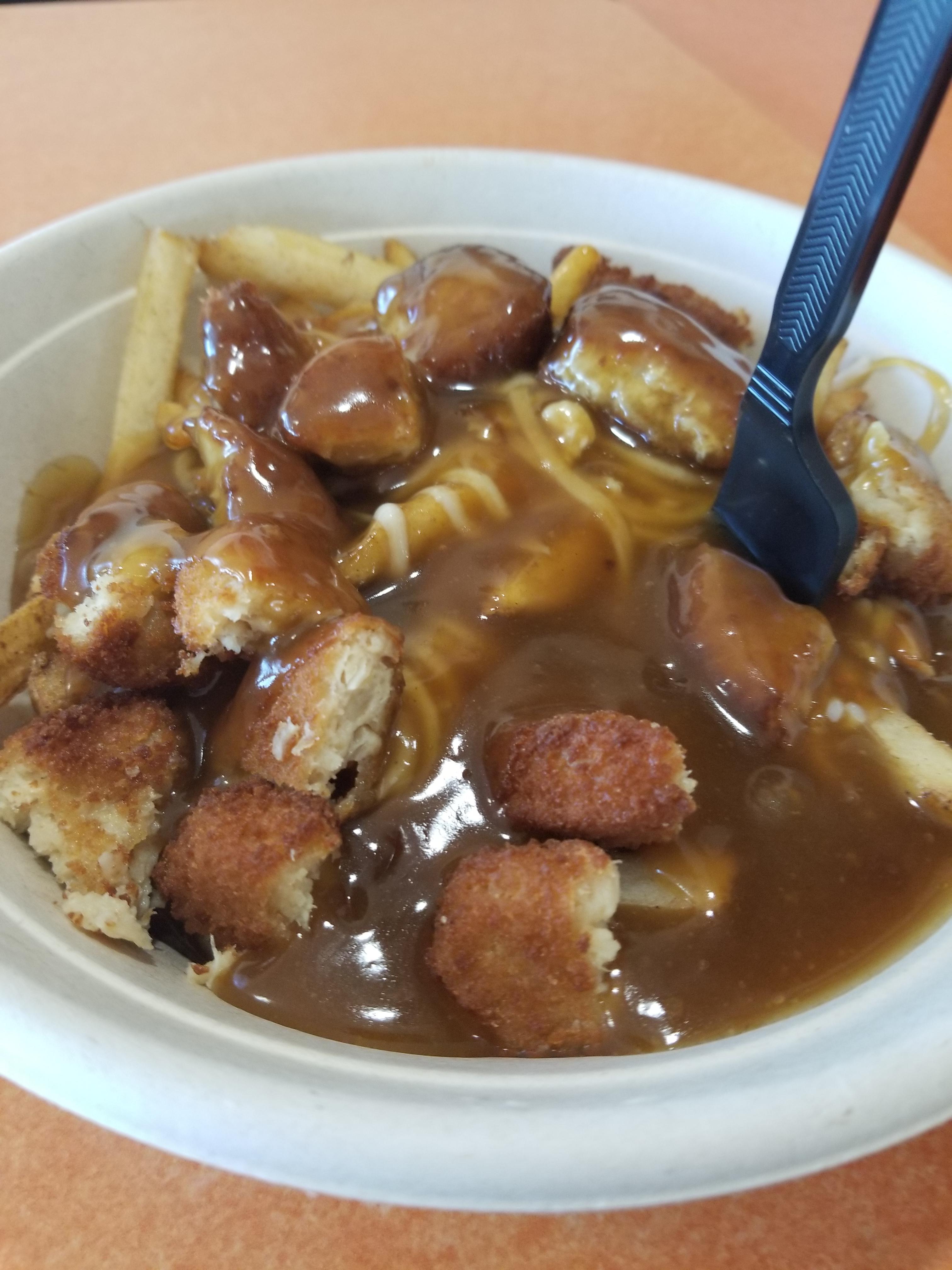 fried yves chicken with daiya cutting board mozarella with harveys