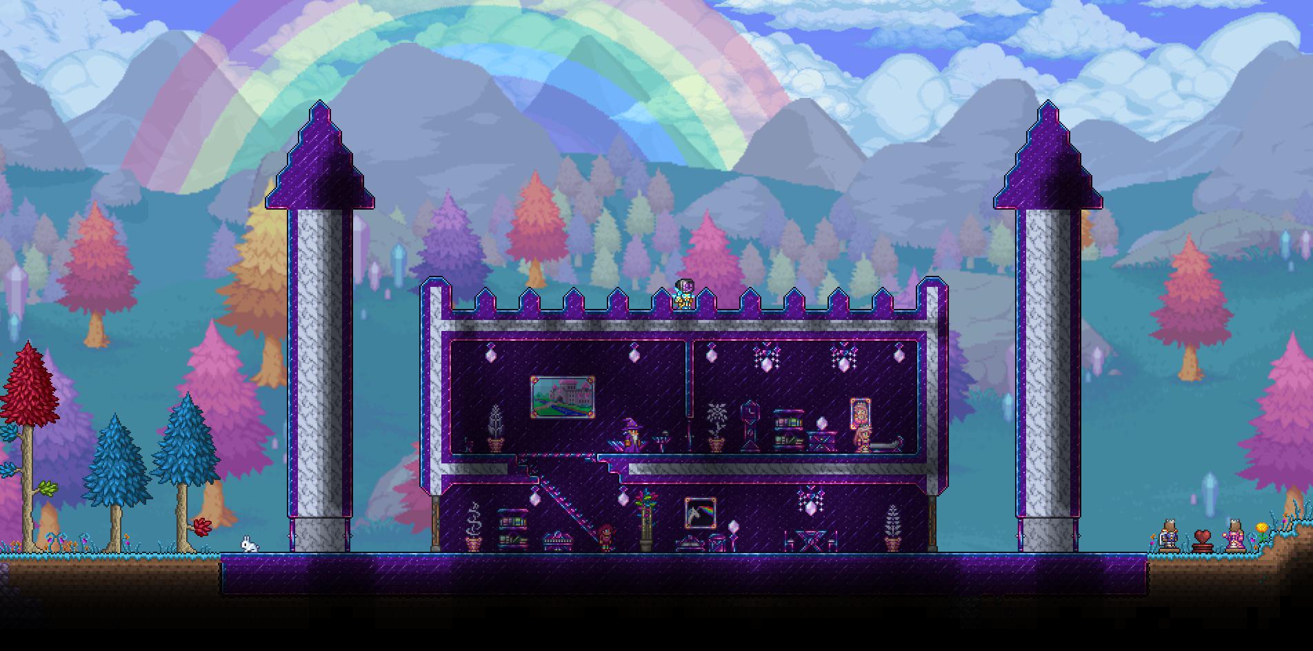 I made a princess castle for my princess NPC to live in r/Terraria