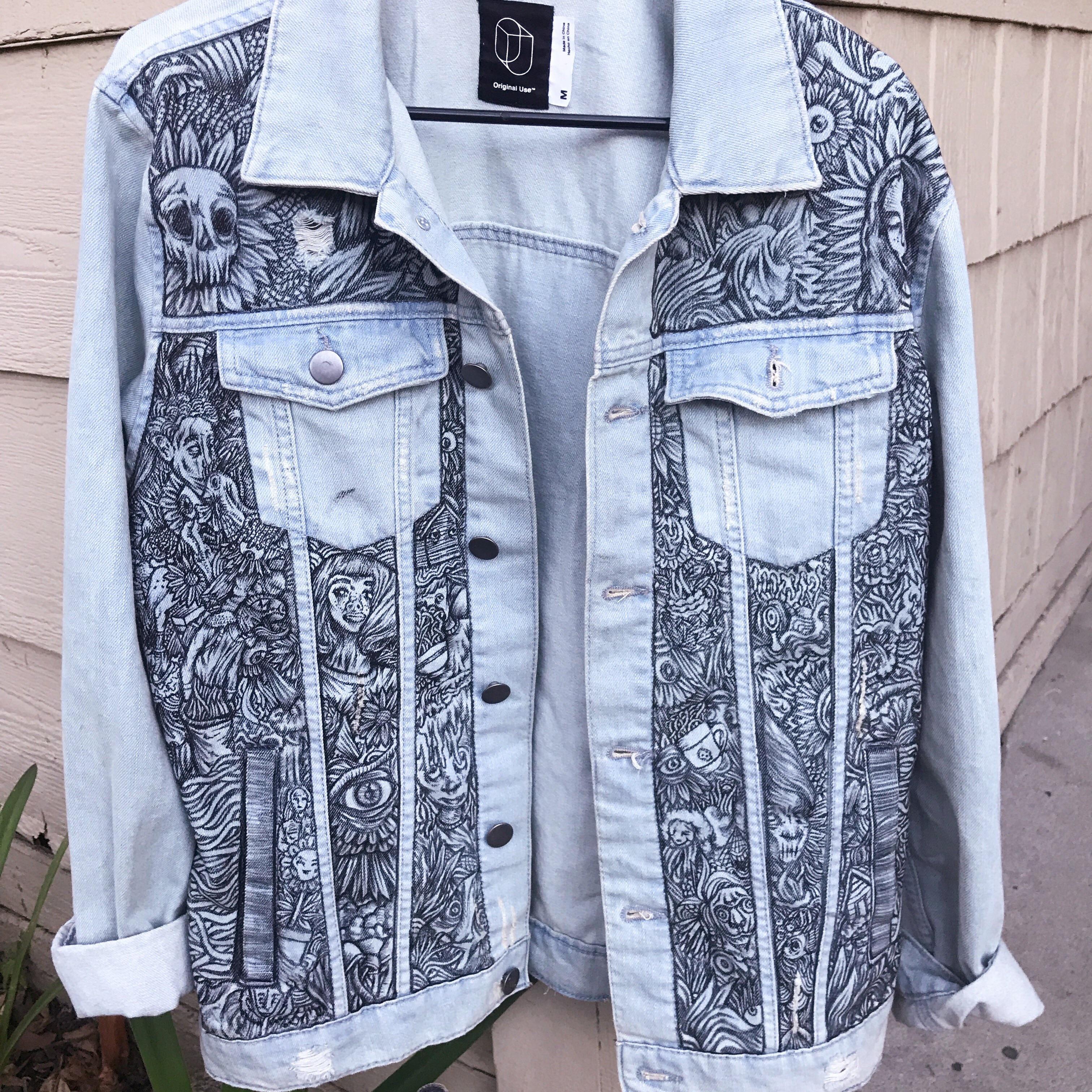 Handpainted jacket, me/Cyan Garma, acrylic on denim, 2019 r/Art