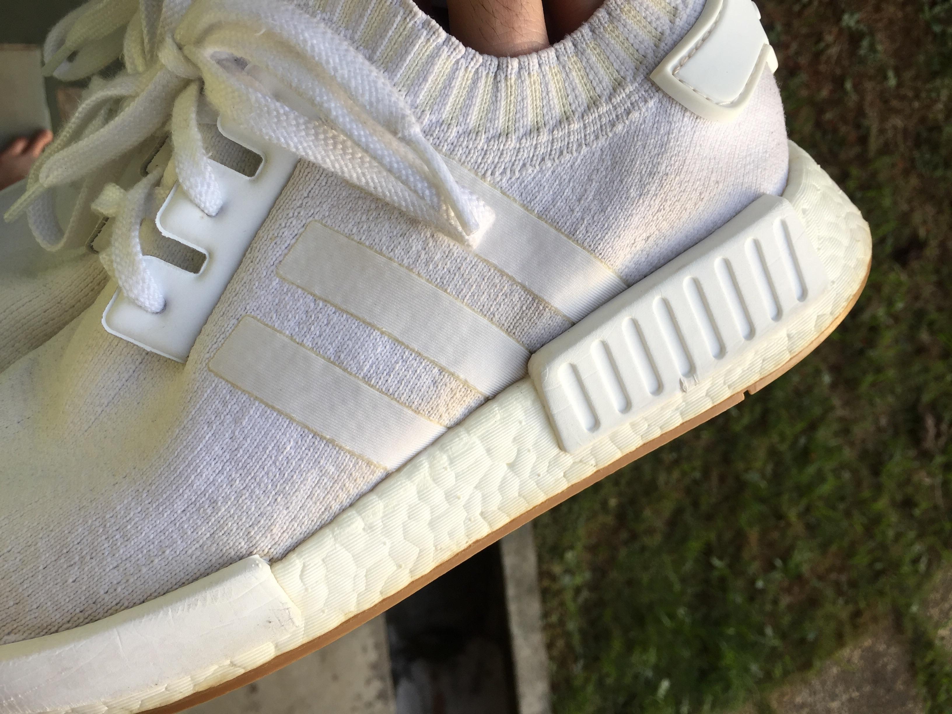 Cleaned my white NMDs with some bleached and it caused the stripes to