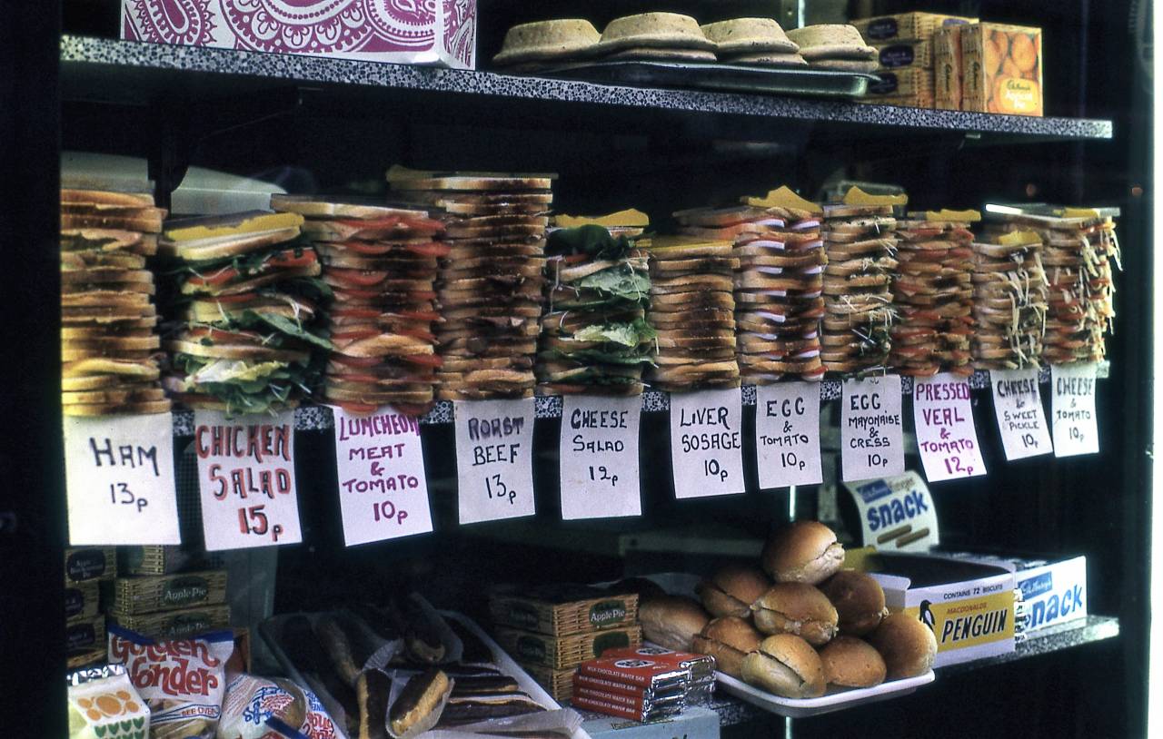 Sandwiches for sale. London, 1972. r/TheWayWeWere
