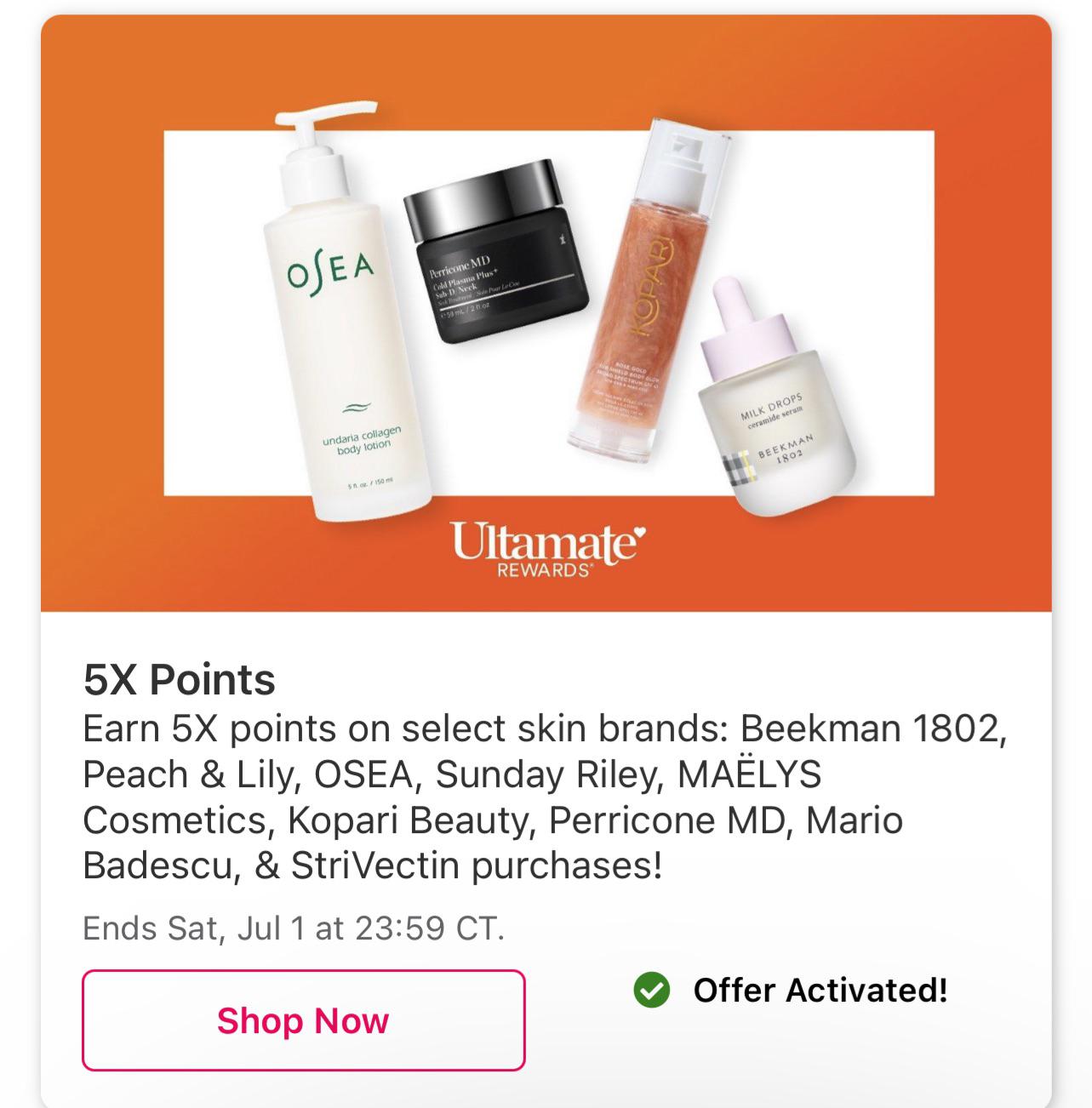 Ulta 5x points on select skincare brands r/MUAontheCheap