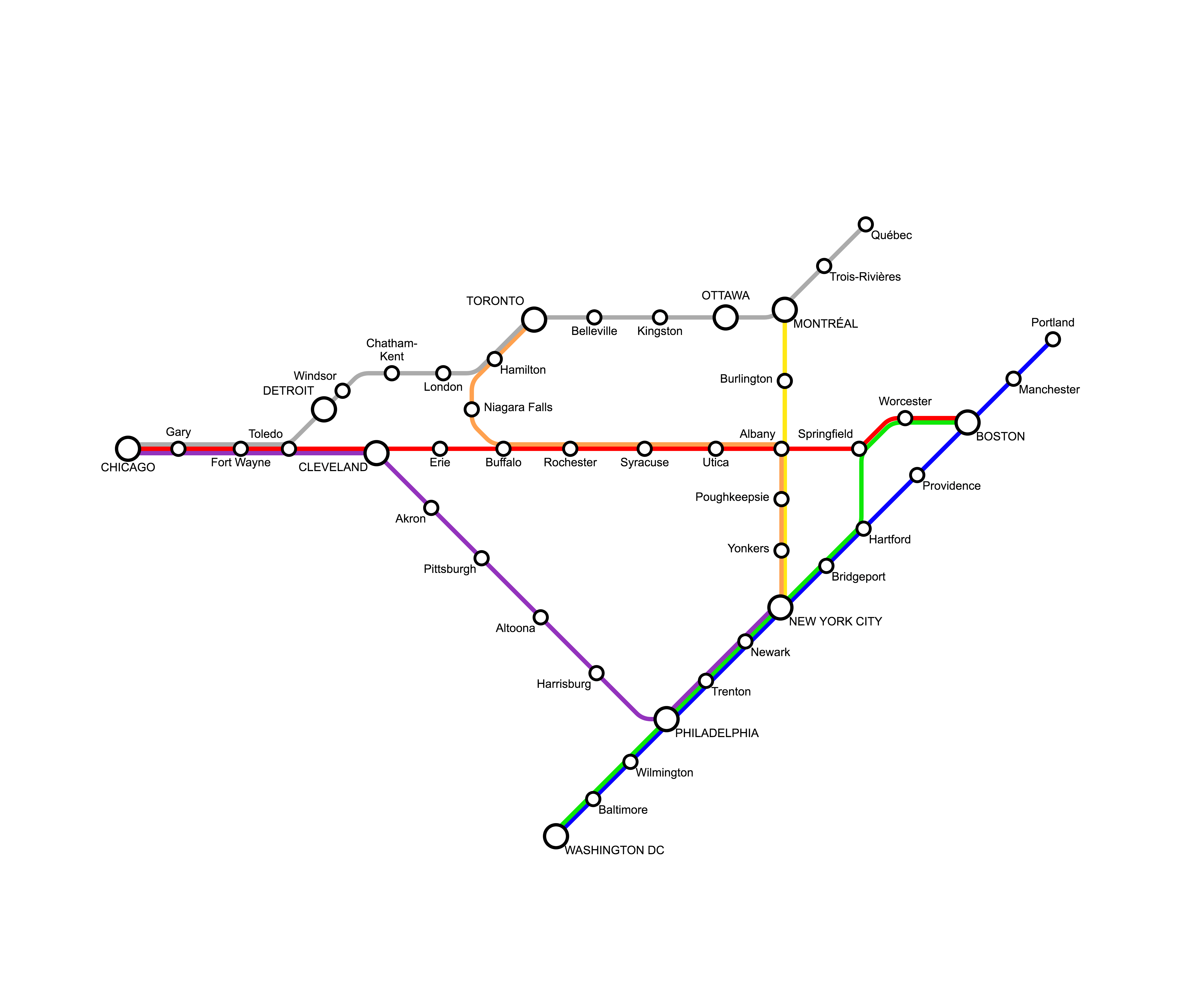 Hypothetical North Atlantic High Speed Railway Routes imaginarymaps