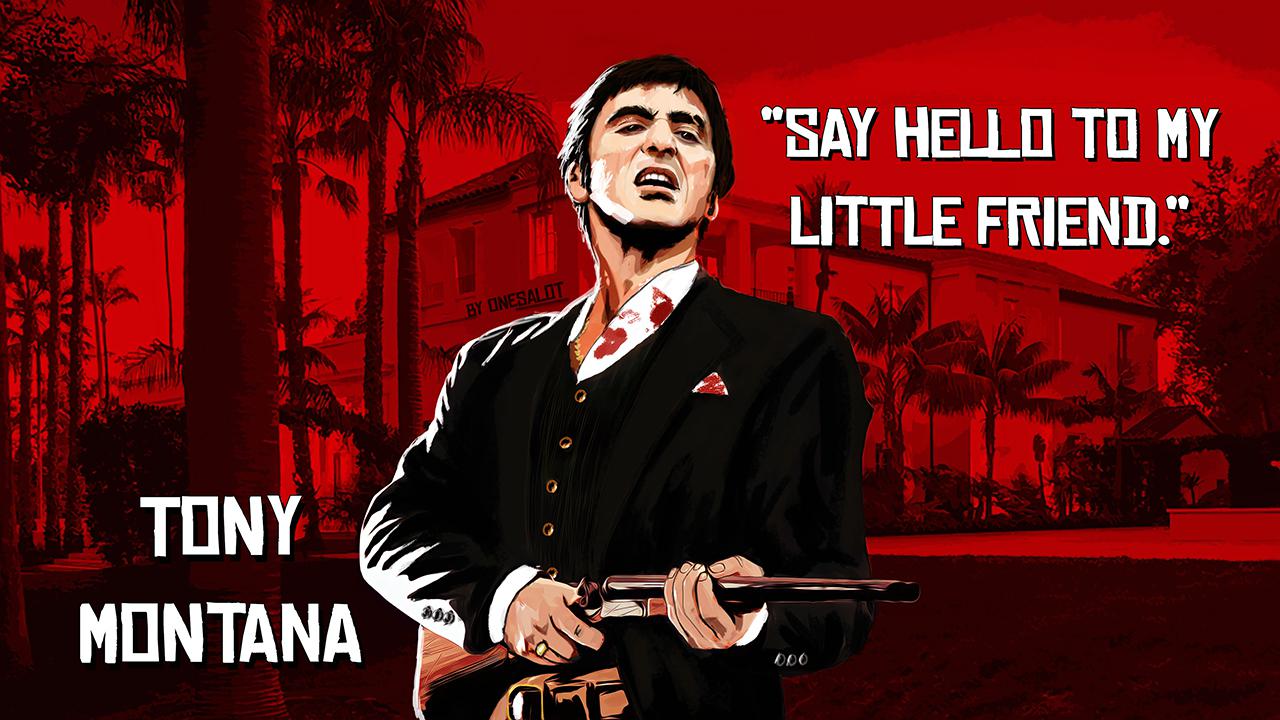 I created a poster featuring Tony Montana as a Red Dead Redemption 2