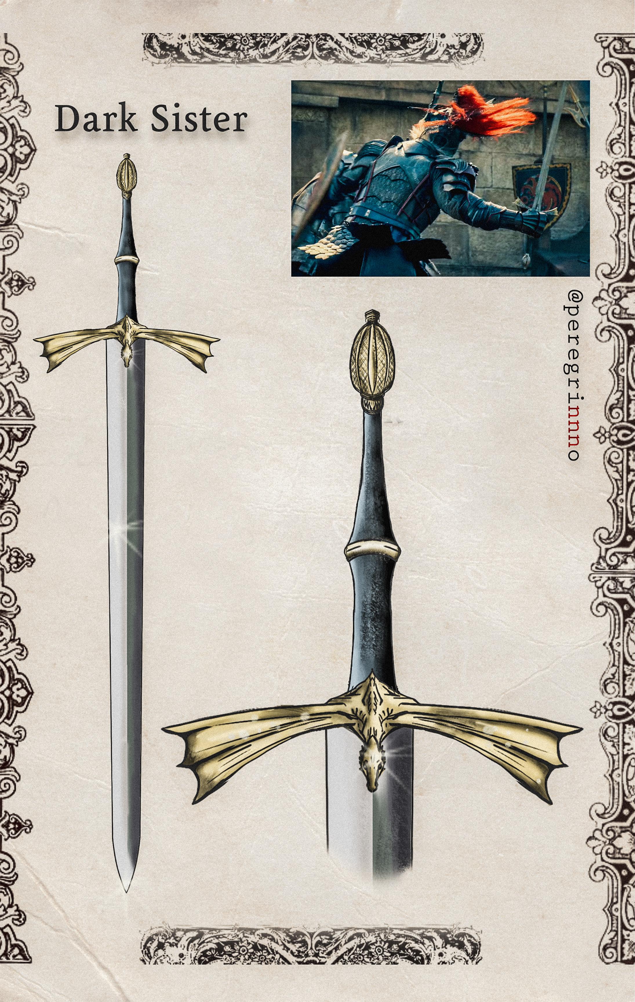 Dark Sister, the valyrian steel sword wielded by Daemon Targaryen, by