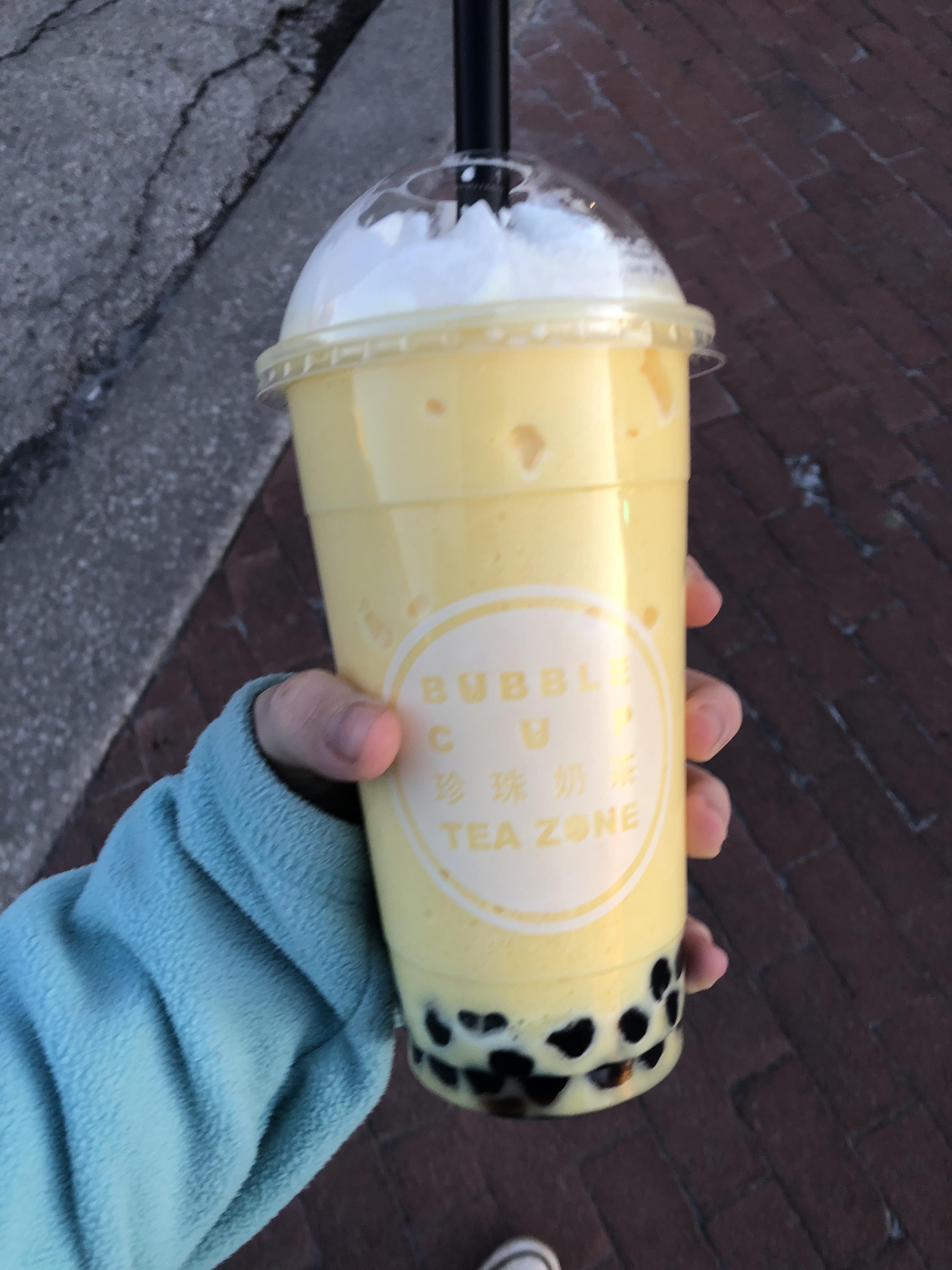Mango snow with whipped cream from bubble cup tea zone p r/boba